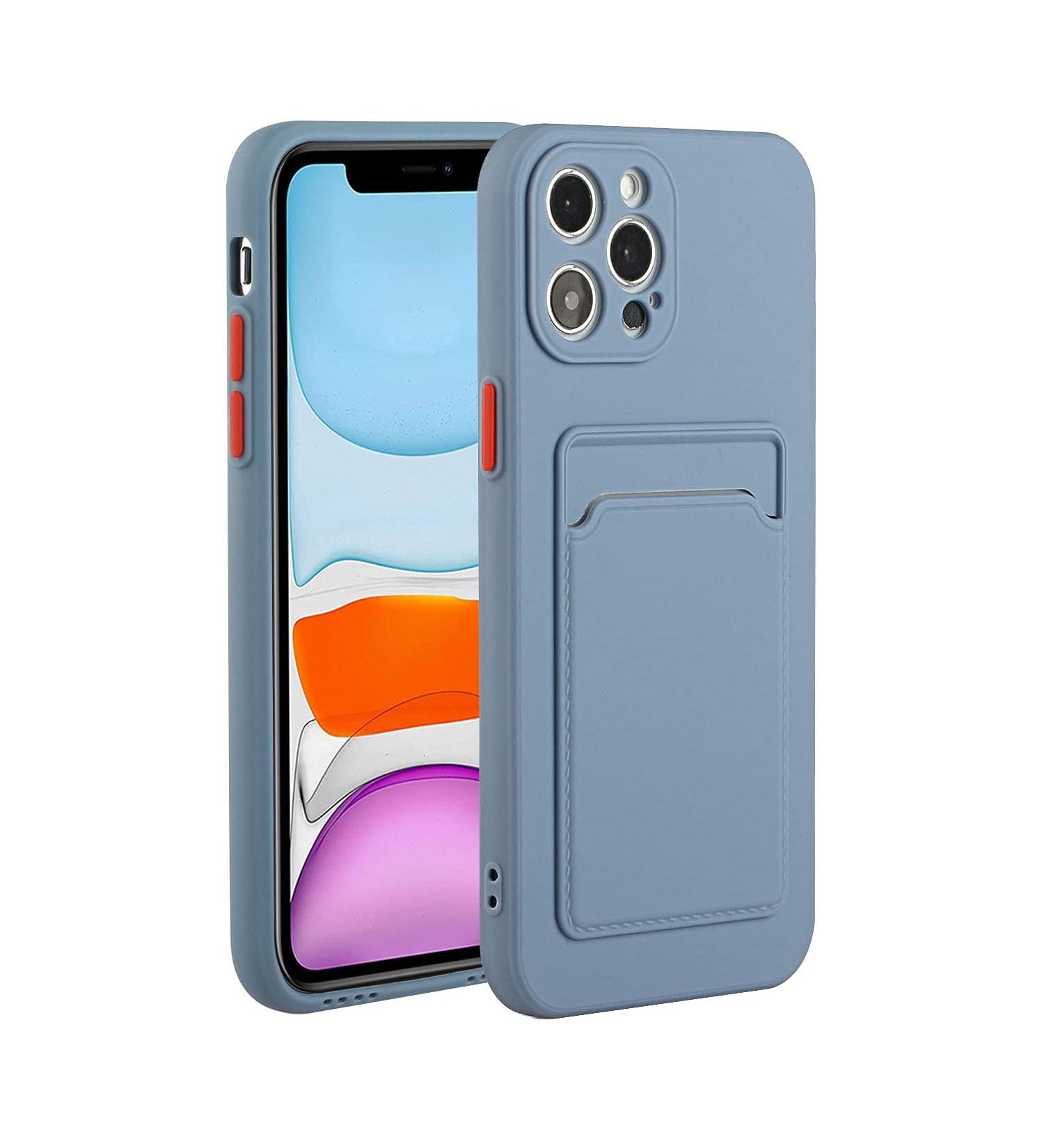 Buy Tivenfezk Nadoli Ultra Thin Silicone Case for iPhone 15 Pro Max - Shockproof Scratch-Resistant TPU Wallet Cover with Credit Card Holder - Gray - Buy Online on GoSupps.com