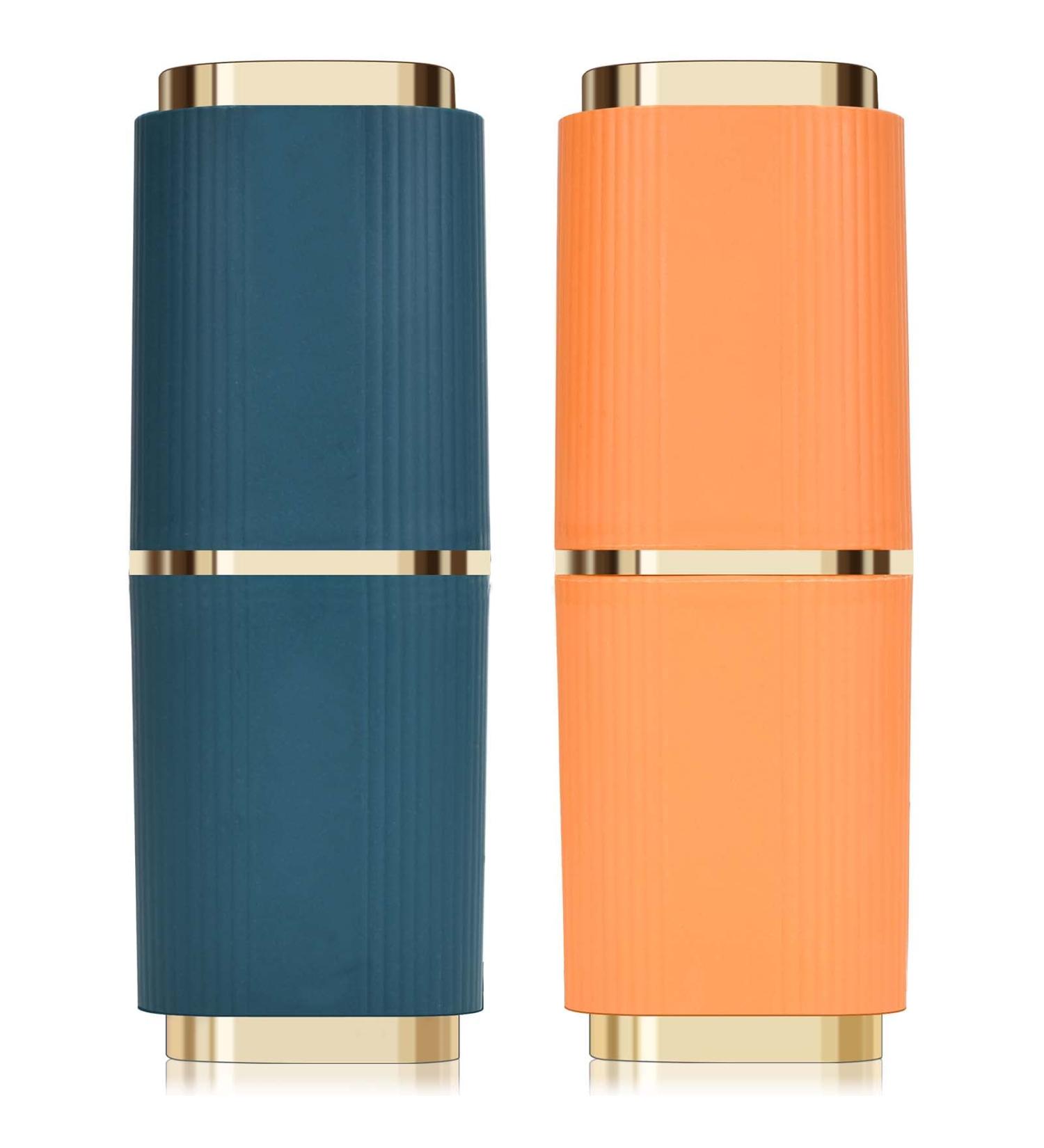 Travel Toothbrush Etui Set - 2-Piece Portable Holder & Toothpaste Storage Box - Blue & Orange - Buy Online on GoSupps.com