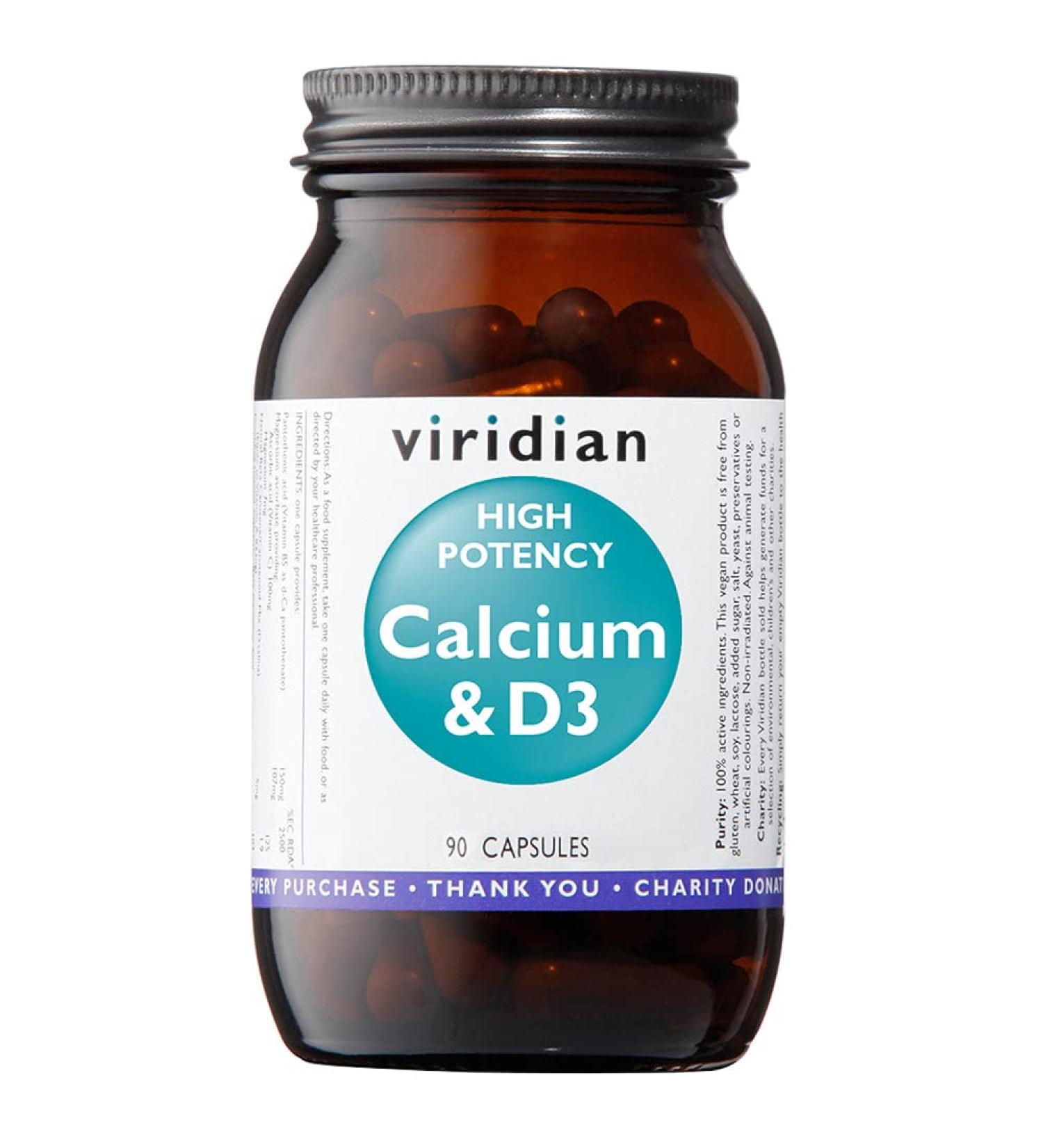 Viridian High Potency Calcium & Vitamin D3-90 Capsules
