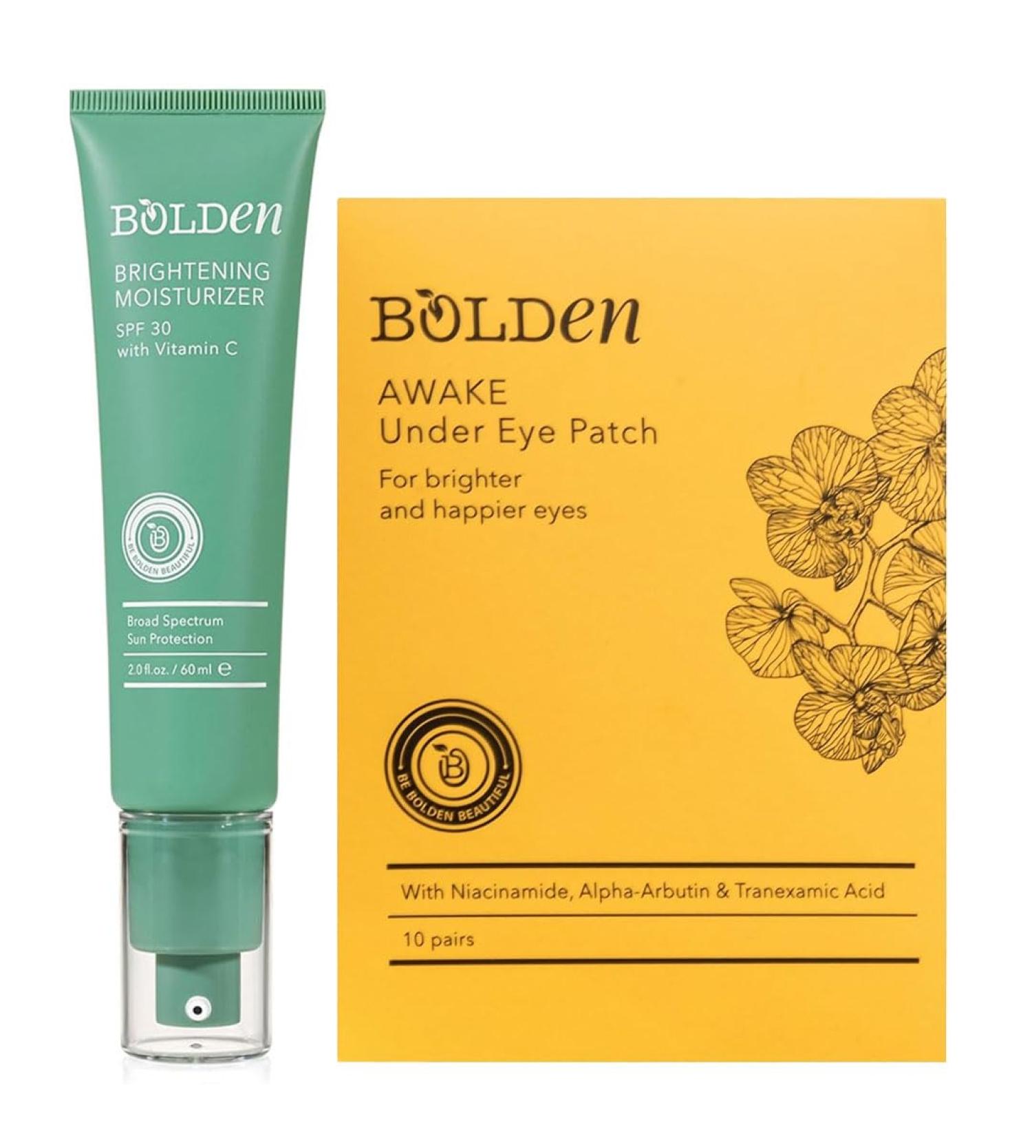 Bolden SPF 30 Face Moisturizer & Under Eye Patches Bundle Vitamin C Sunscreen + Brightening Eye Masks | Broad Spectrum - Buy Online on GoSupps.com