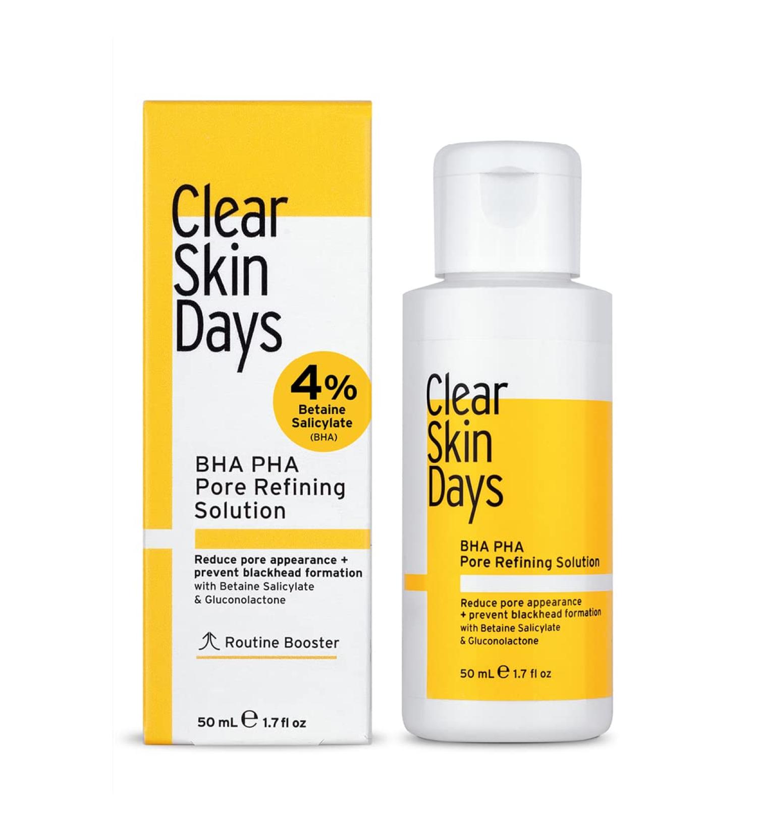 Clear Skin Days 4% BHA & 4% PHA Pore Refining Solution - Liquid Exfoliant Serum for Reduced Pore Appearance Breakout Prevention & Blackhead Control - Acid Combination Treatment - 50ml - Buy Online on GoSupps.com