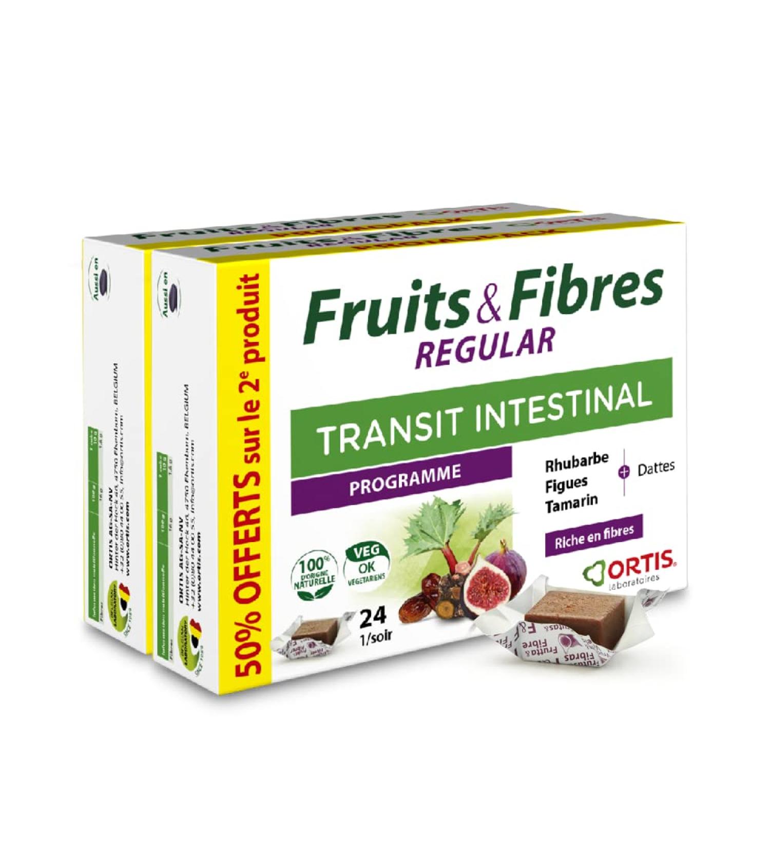  Ortis Ortis - Duo Fruits & Fibres Regular Promopack 2 x 24 Cubes - Food Supplement to Promote Intestinal Transit - Pa - Buy Online on GoSupps.com