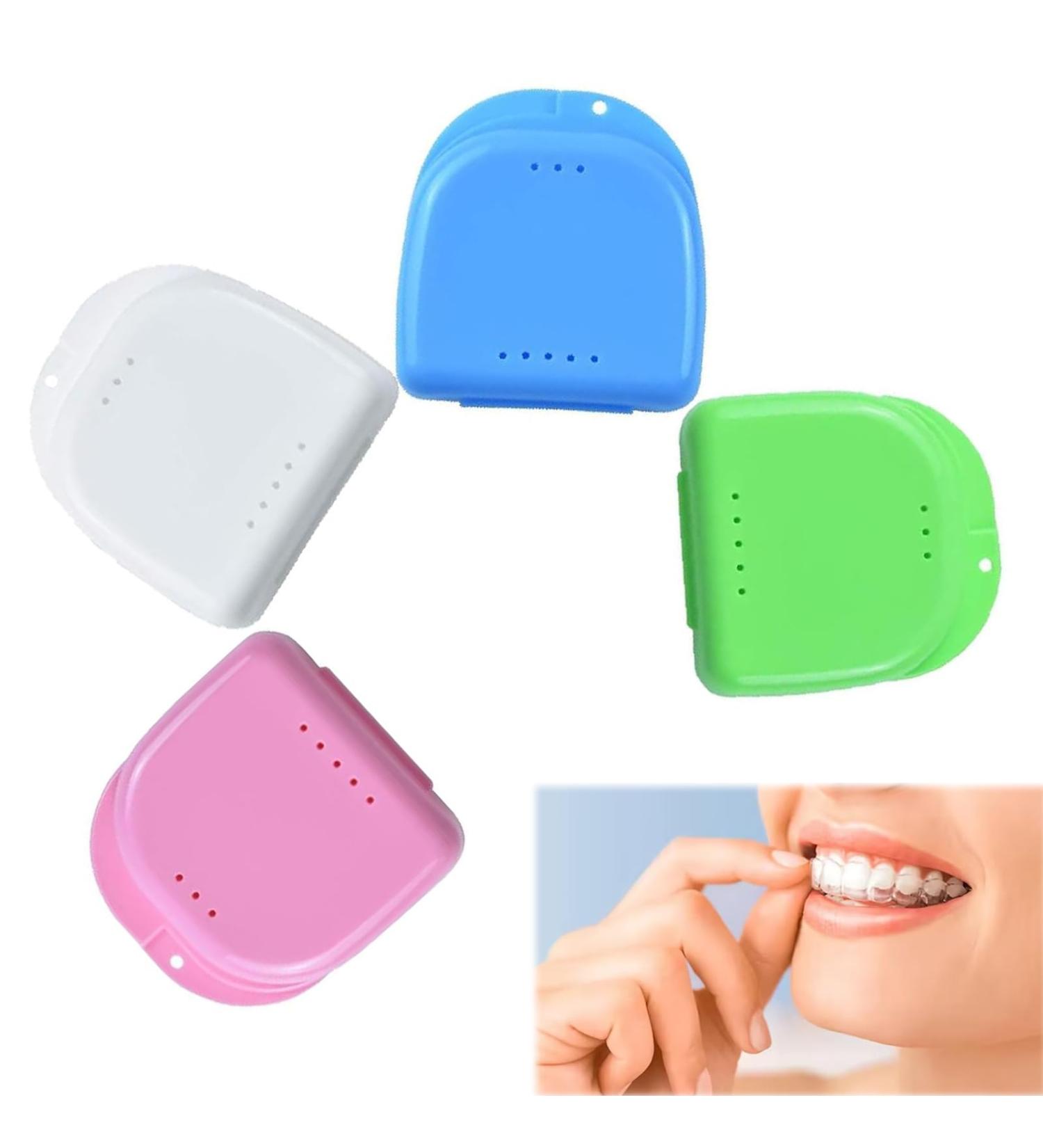 Buy Retainer Box for Dental Prostheses - Clip Box & Glitter Braces Storage | 4 Pieces - Ideal for Dentures & Prosthesis - Buy Online on GoSupps.com