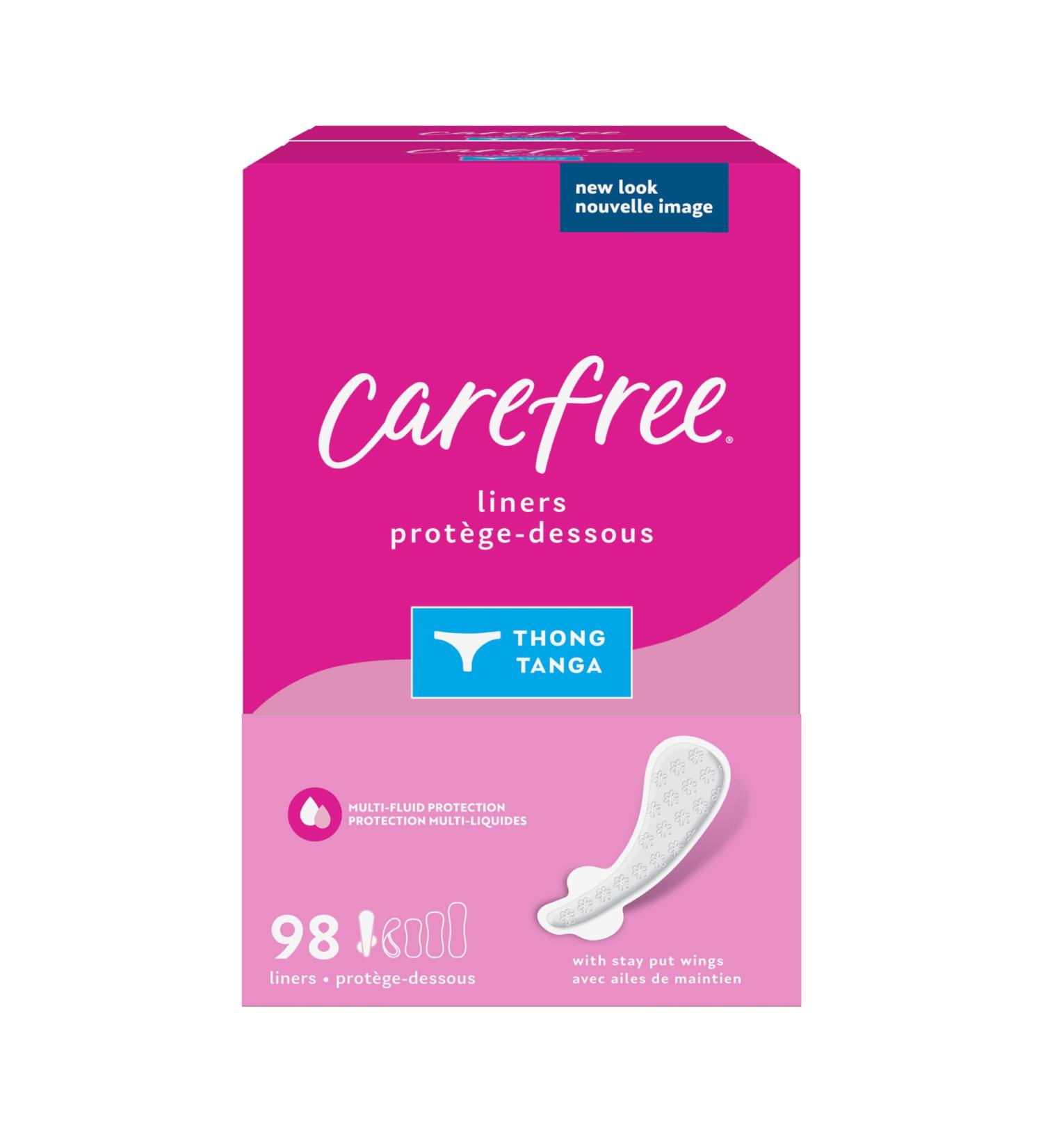 Carefree Original Thong Panty Liner Comfortable Protection Designed for Thong Underwear Regular 98 Count - Buy Online on GoSupps.com