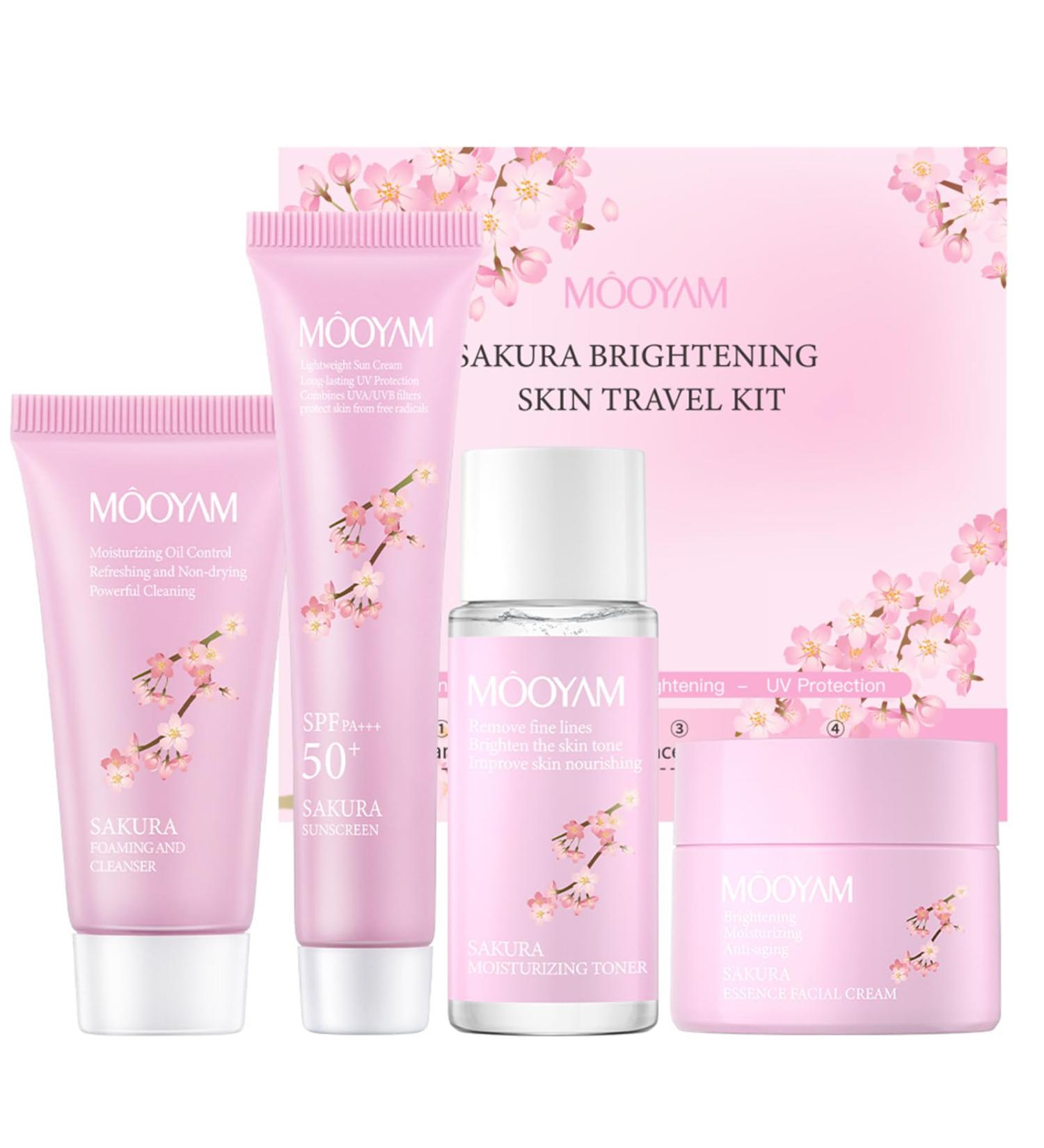 Cherry Blossom Facial Skin Care Set 4Pcs for Women Teens Girls Daily Skin Care Gift Set with Cleanser Toner Sunscreen and - Buy Online on GoSupps.com