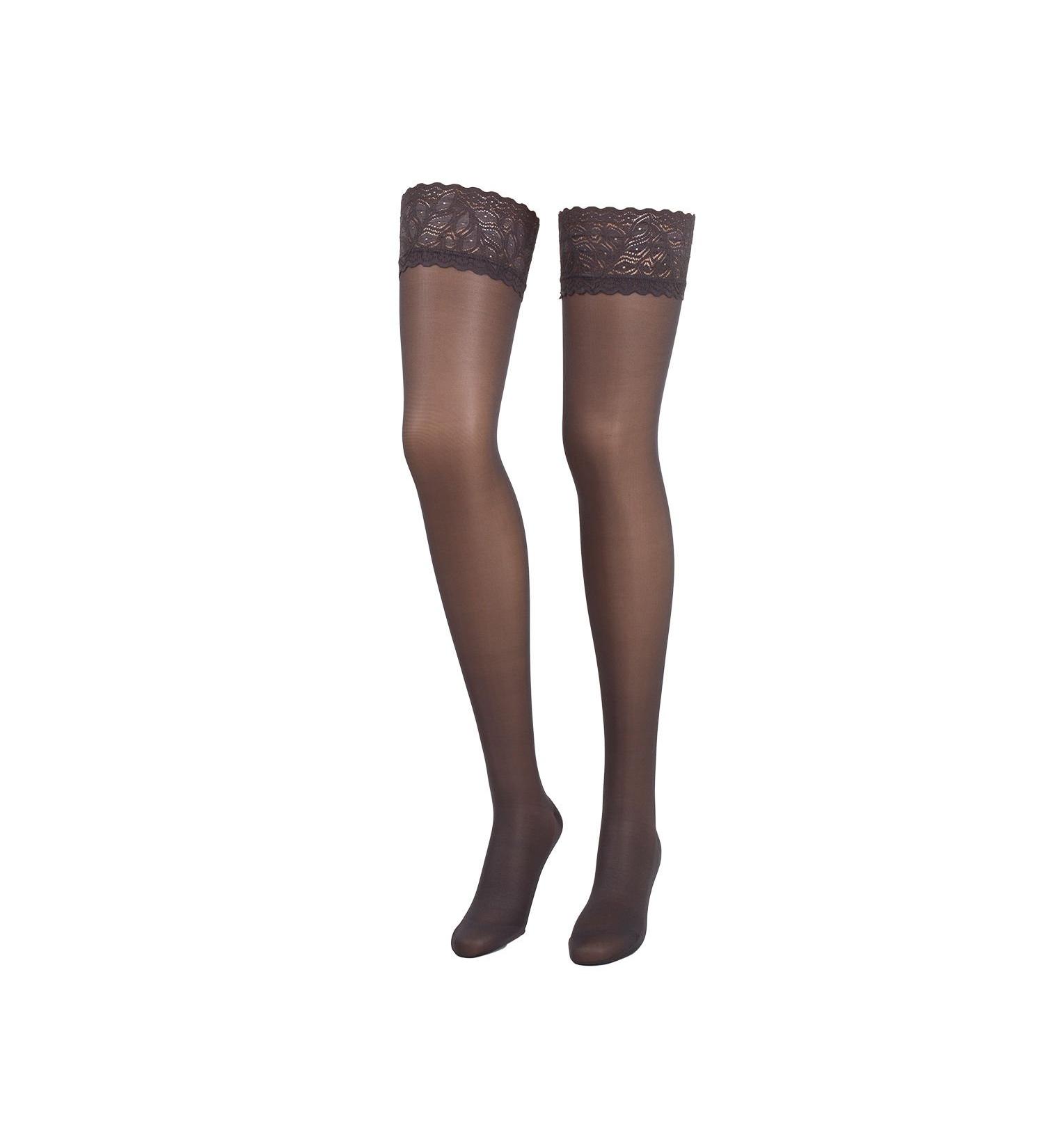 Compressana Calypso 140 The fine -knit support stockings with lace ligament - effective support effect with approx. 15-18 mmHg compression (support class 3) - almost eye -to -eye fine and smooth stitch image - thigh stockings with adhesive tape - size V -