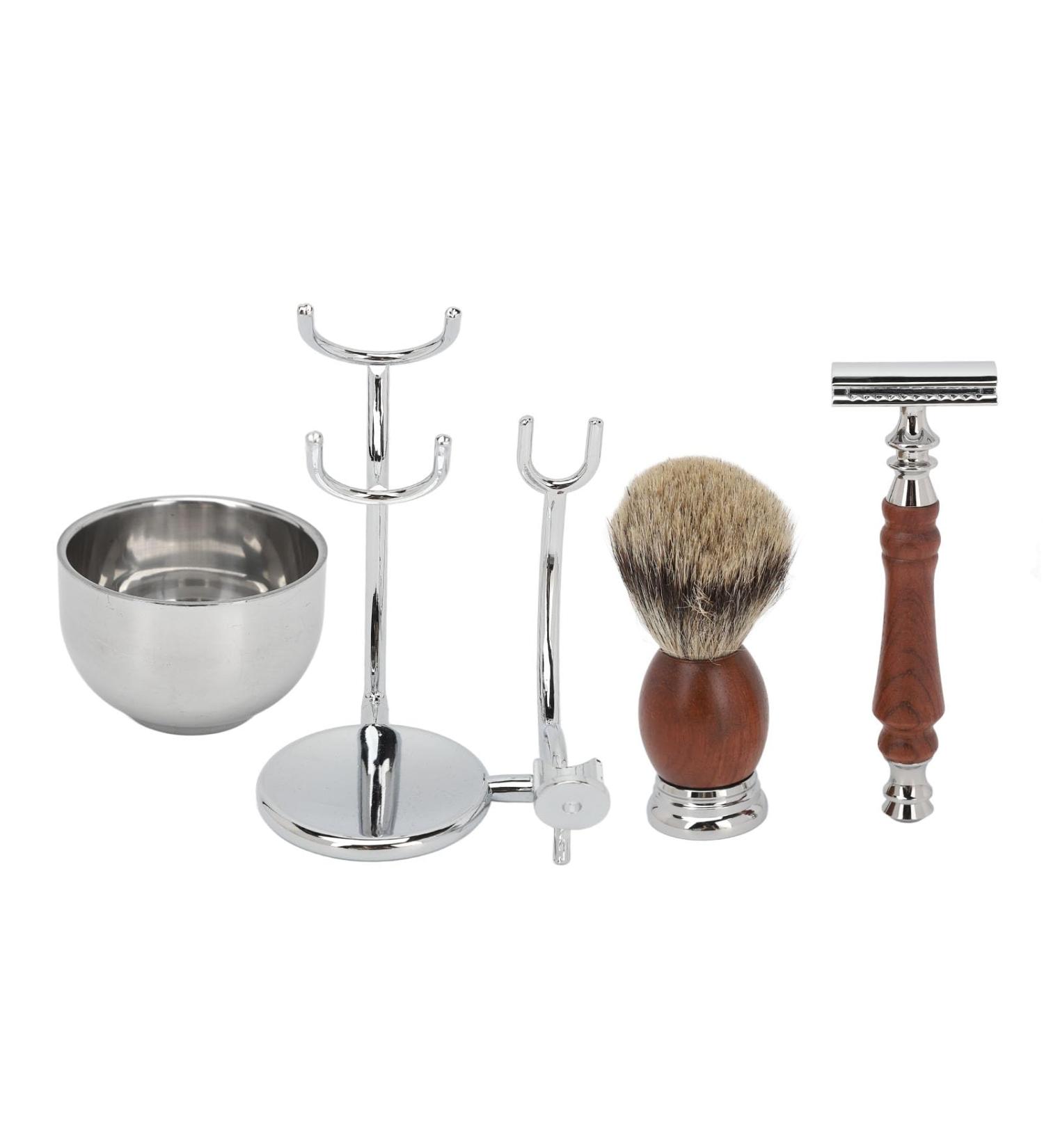 Shaving Bowl and Brush Set - Retro Alloy Beard Brush Cream Brush Stand & Soap for Men | Premium Shaving Accessories - Buy Online on GoSupps.com