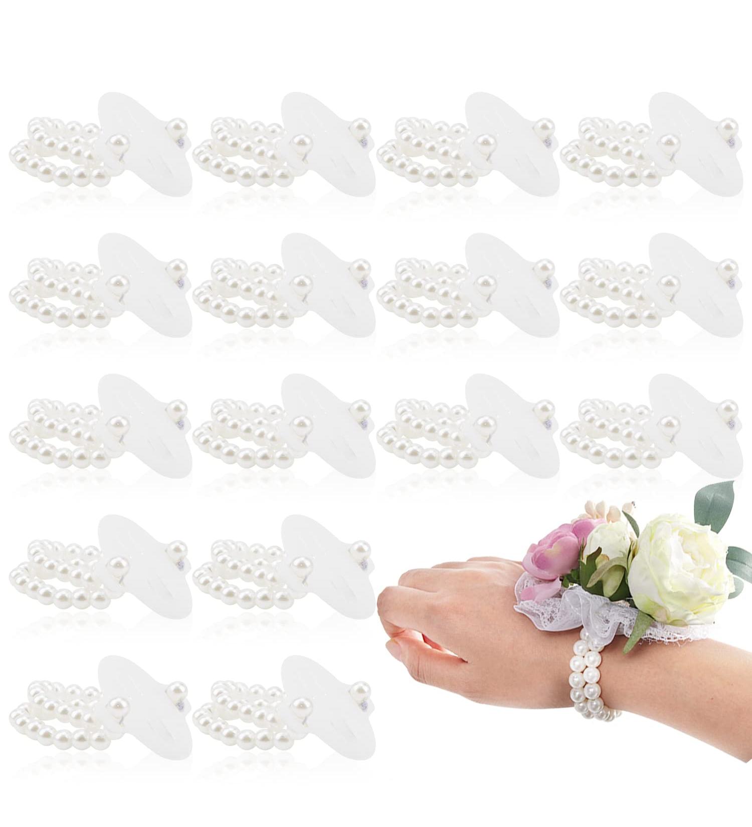Elastic Pearl Bands Wedding Corsage Bracelet 20 Pack - White Pearl Wristlets for DIY Corsages - Wedding Prom Accessories - Buy Online on GoSupps.com