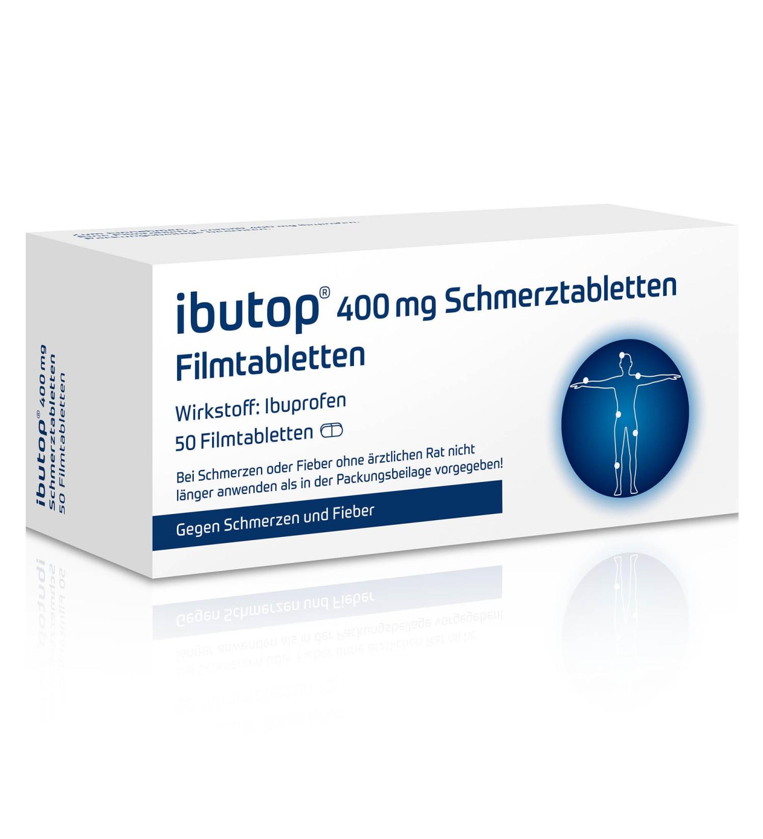 Ibutop 400 mg Painkillers - Ibuprofen Tablets for Headache Toothache & Fever Relief | 50 Anti-Inflammatory Tablets - Fast International Shipping - Buy Online on GoSupps.com