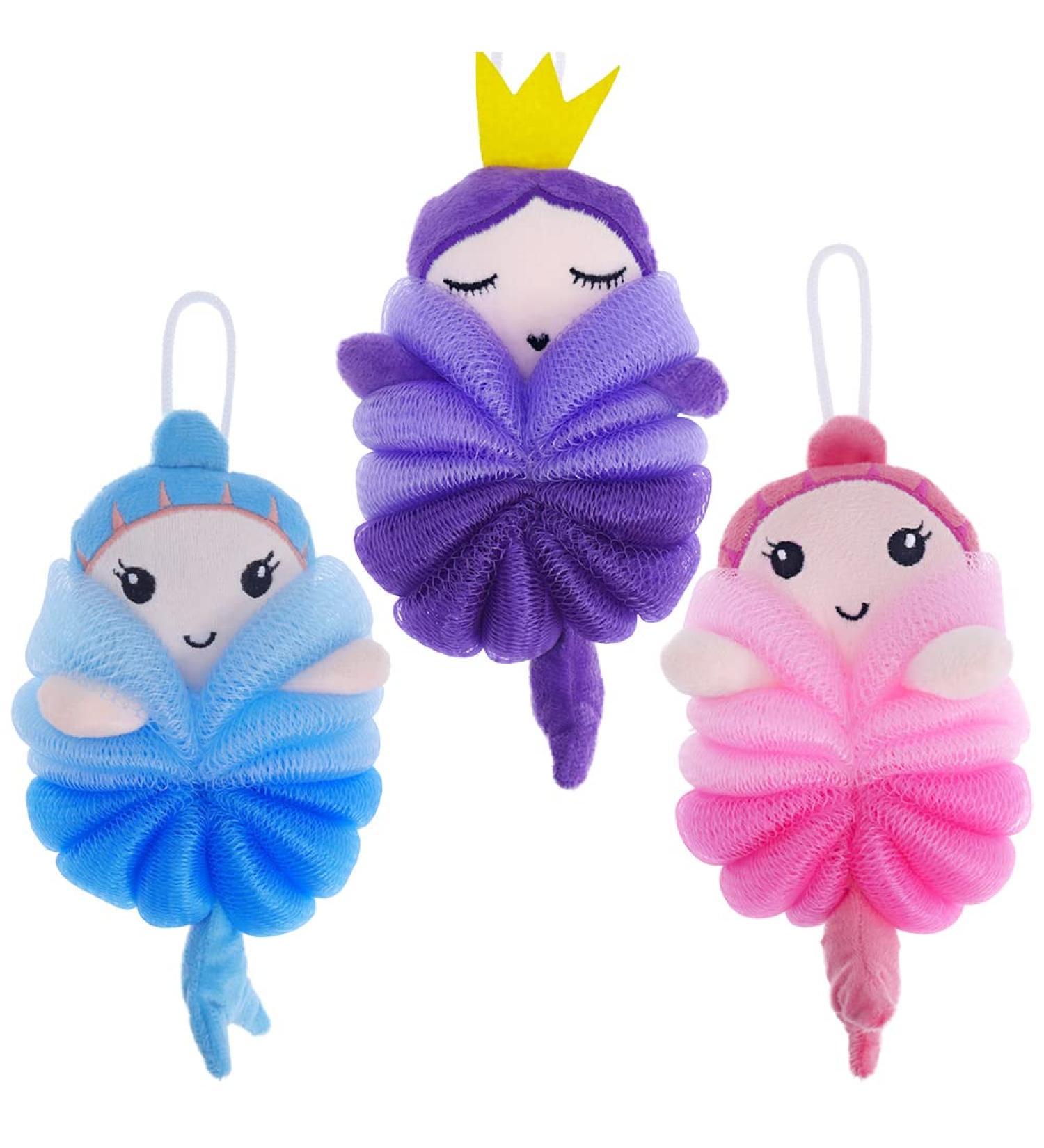 3pc Mermaid Kids Body Loofah Set - Cartoon Shower Sponge for Toddlers - Buy Online on GoSupps.com