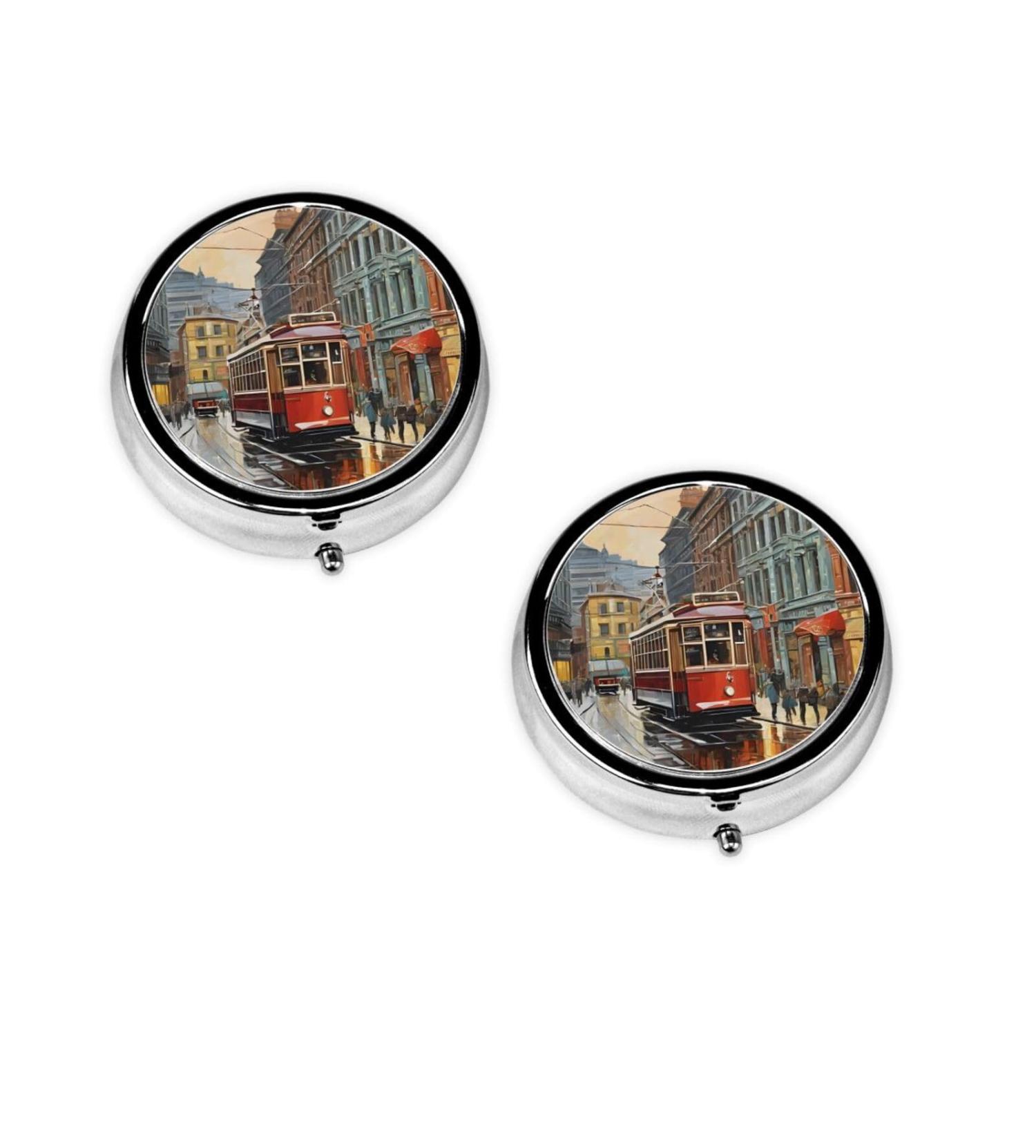 San Francisco Mini Round Pill Box | 3 Compartment Pill Organizer | Portable Travel Medicine Case - Buy Online on GoSupps.com