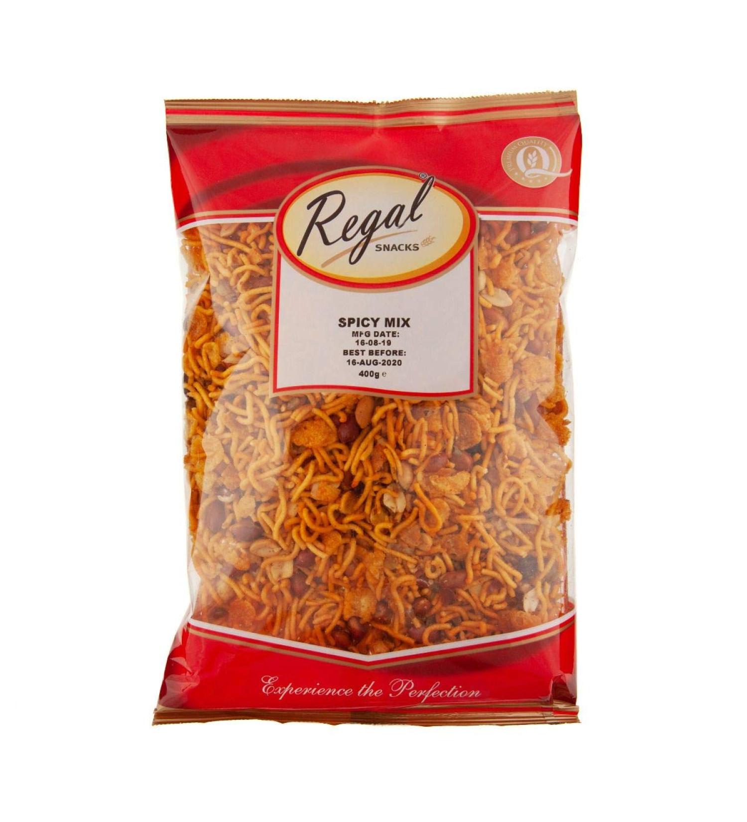 Regal Bakery Spicy Mix 400gm - Indian Snacks - Spicy Mix Snack - Fresh & Crunchy - Snacks On The Go - Snacks Mix | Savouries Mix - Savoury Snack |
