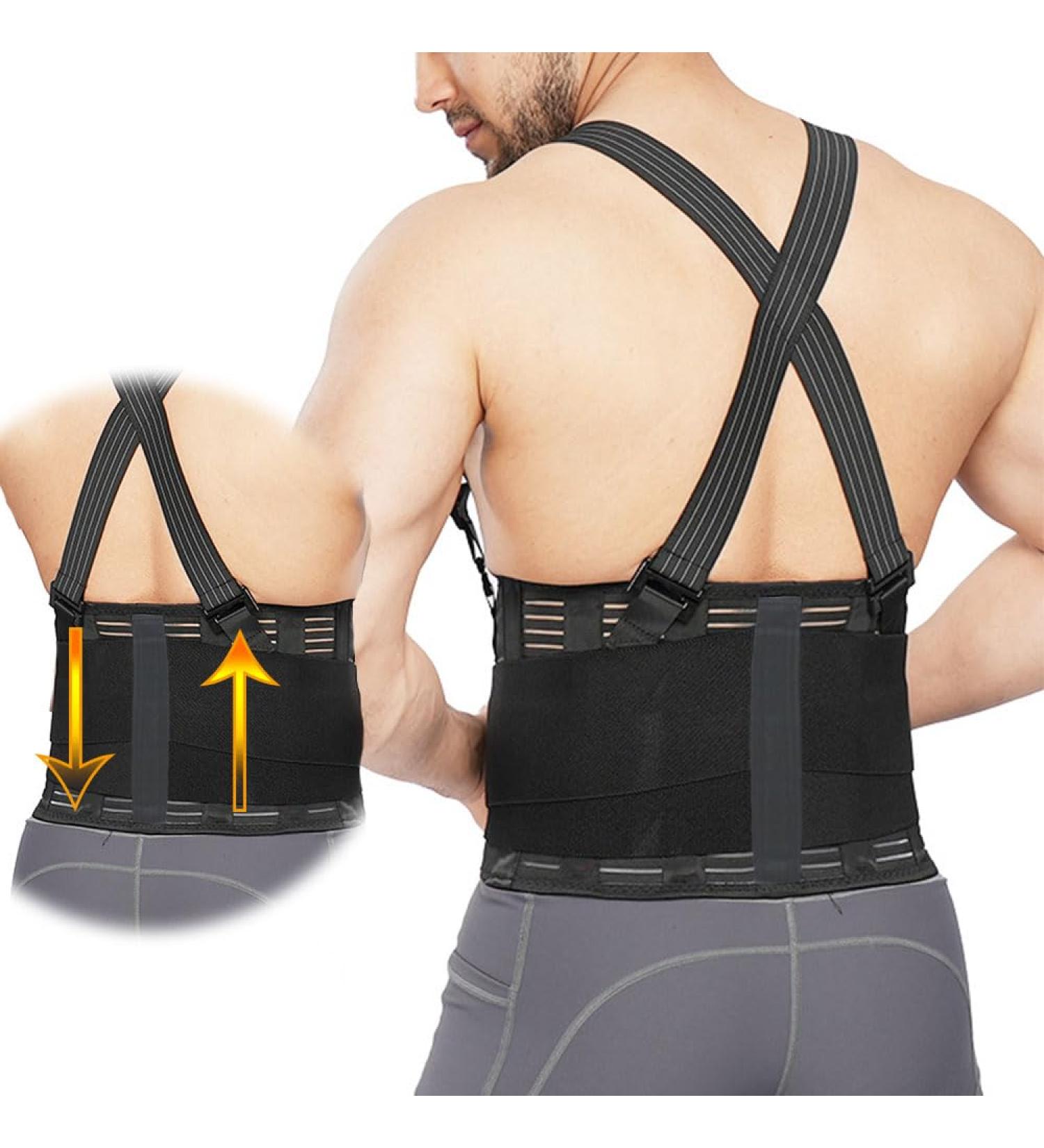 Buy Lumbar Back Support Belt | Posture Corrector with Adjustable Suspenders | Pain Relief Brace for Men & Women | Heavy Lift Work Support Corset (Black M - Buy Online on GoSupps.com