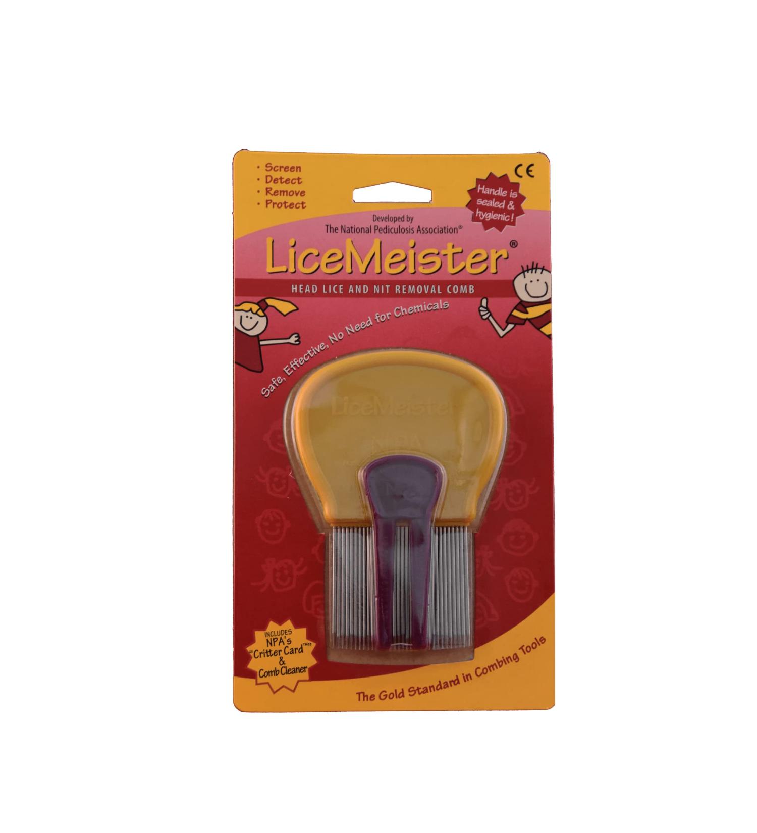 LiceMeister Head Lice & Nit Removal Comb, 1 School-Approved Lice Comb, Stainless Steel, Cleaning Tool Included, No Shampoo/Pesticides Needed