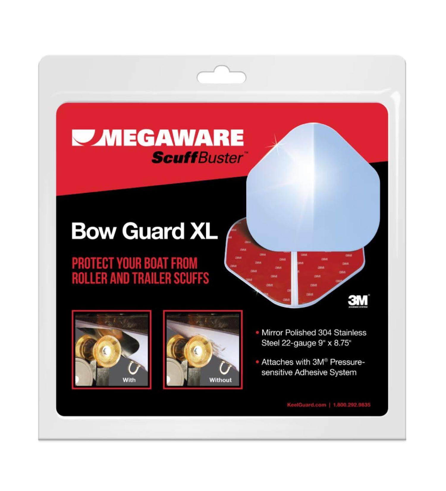 XL Megaware ScuffBuster Bow Guard for Boats - Stainless Steel Shield with 3M Adhesive - 9x8.75 in - Protects from Scuffs and Scratches - Buy Online on GoSupps.com