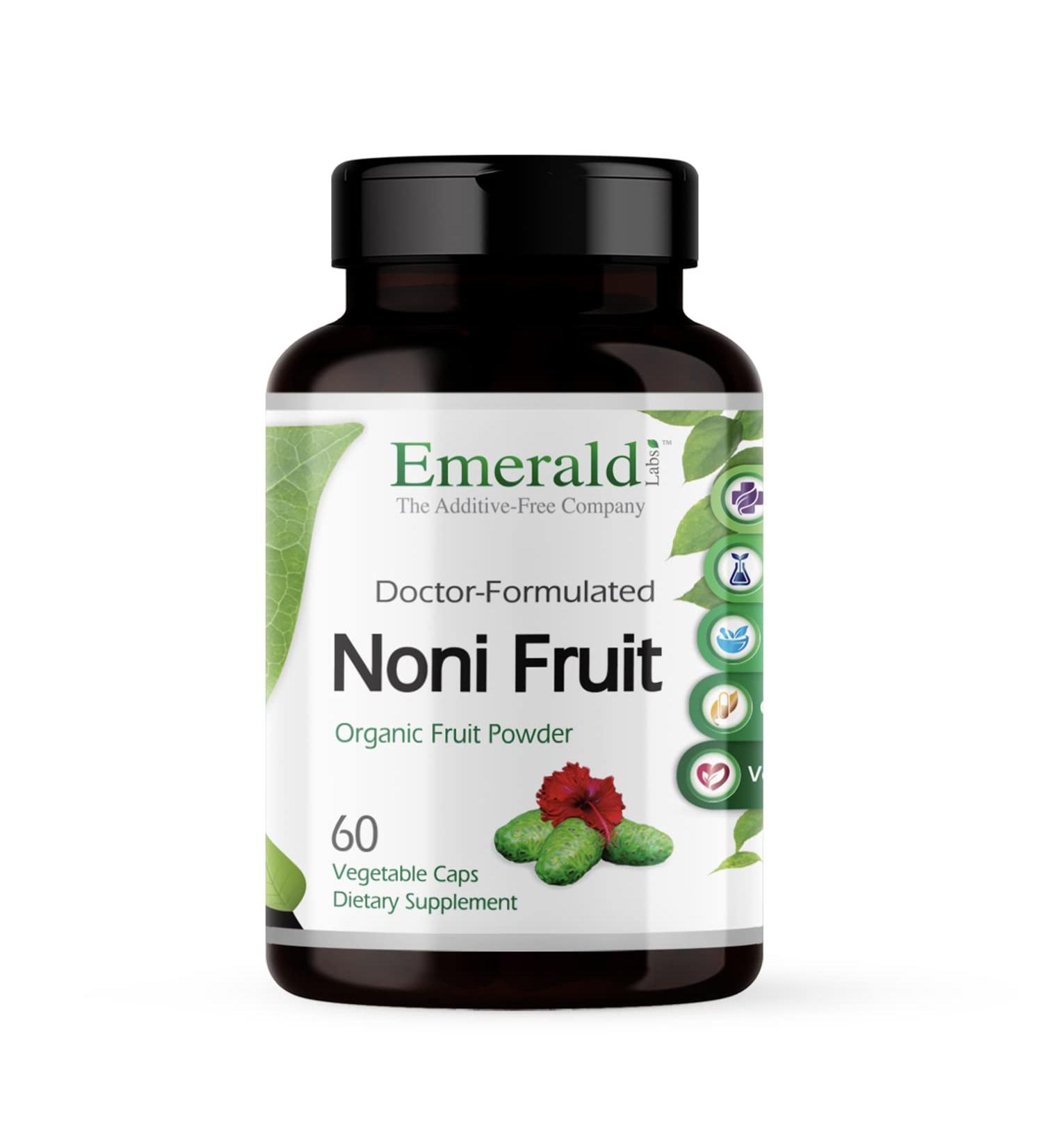 Emerald Labs Noni Fruit Supplement - Antioxidant & Fiber for Immune, Digestive, Bowel Health - 60 Capsules - Buy Online on GoSupps.com
