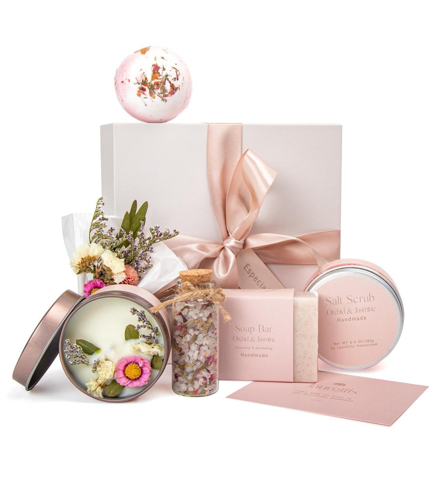 Orchid & Jasmine Spa Gift Box - Perfect Birthday Gift for Women | Relaxing Candle & Spa Set Inspired by Dutch Flower Fields - Buy Online on GoSupps.com