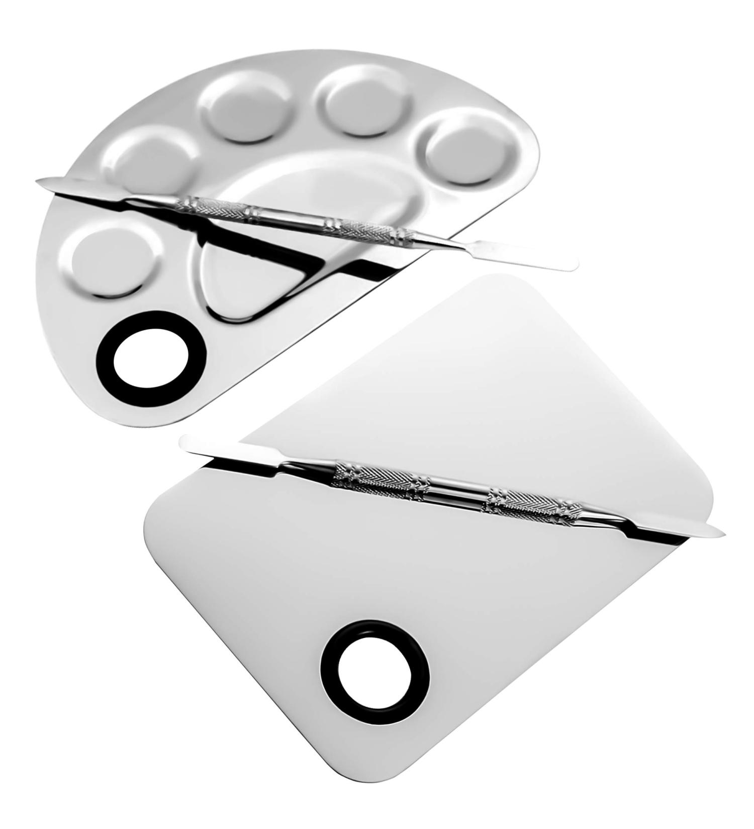 Tamon Stainless Steel Mixing Palette Set - 2 Pack Makeup Palette with Spatula for Cosmetics Nail Design & Pigment Mixing - Buy Online on GoSupps.com