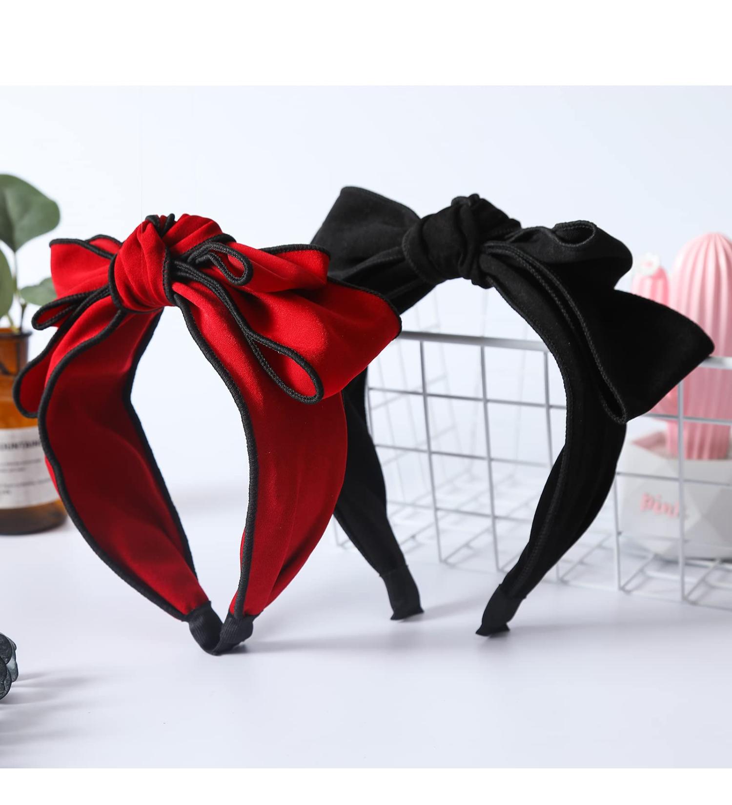 SARTS Double Layered Bow Knot Headband - Red Black Hair Accessories for Women and Girls - Buy Online on GoSupps.com