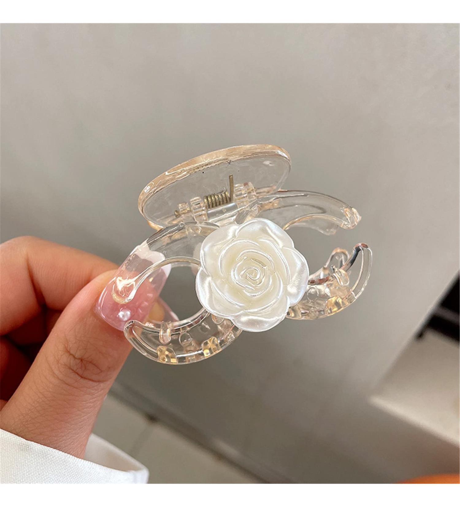 Head Ornament Hair Claw Clips Ladies White Camellia Hairpin Ponytail Clip Small Grab Clip Side Bangs Clip Hairpin Women Shark Clip Headdress TS5163-6 (Color : TS5163 1) - Buy Online on GoSupps.com