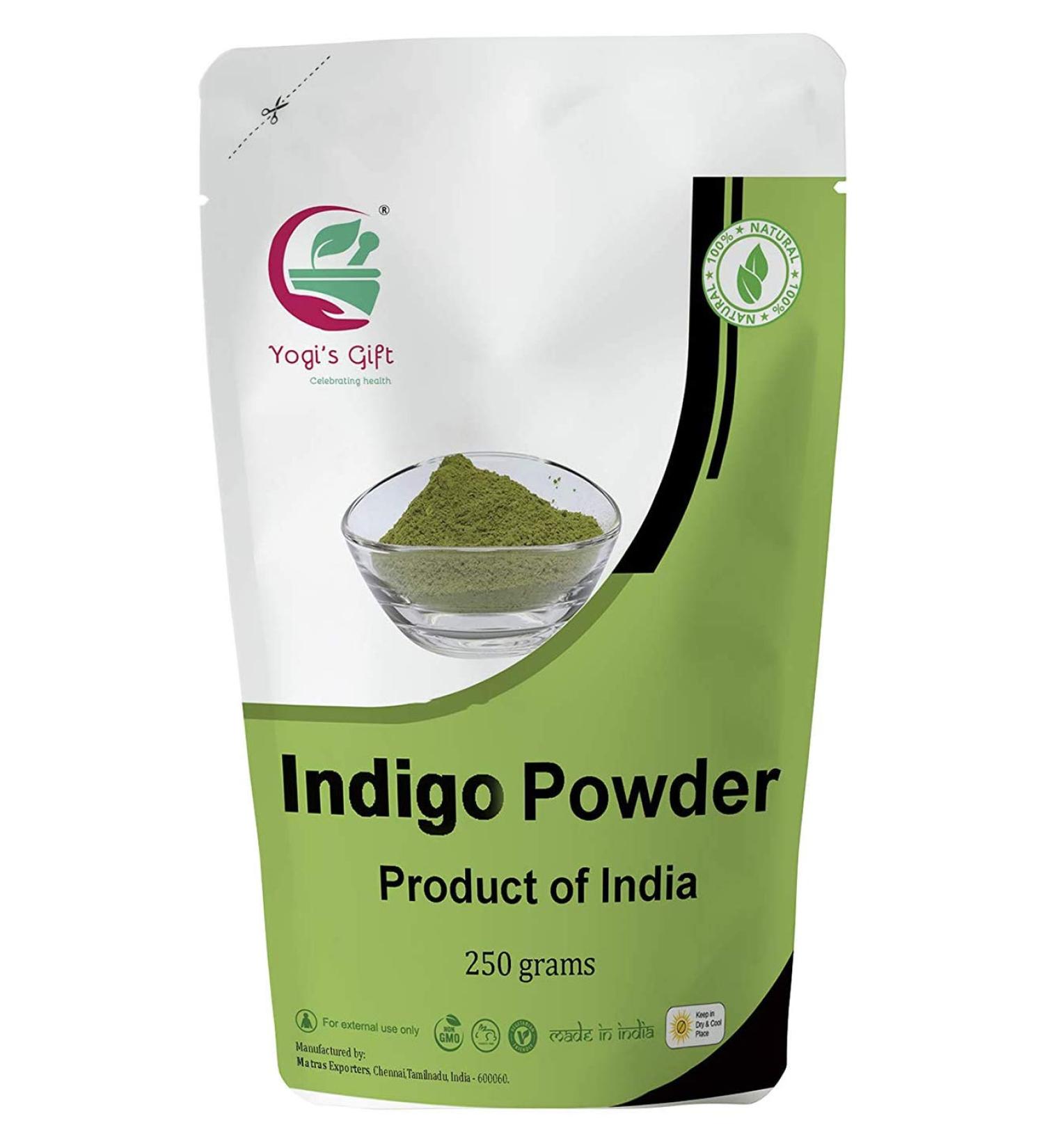Yogi's Gift Indigo Powder for Hair - Ideal for Black and Dark Hair - 250g - 100% Pure & Natural Black Henna Hair Color - Buy Online on GoSupps.com