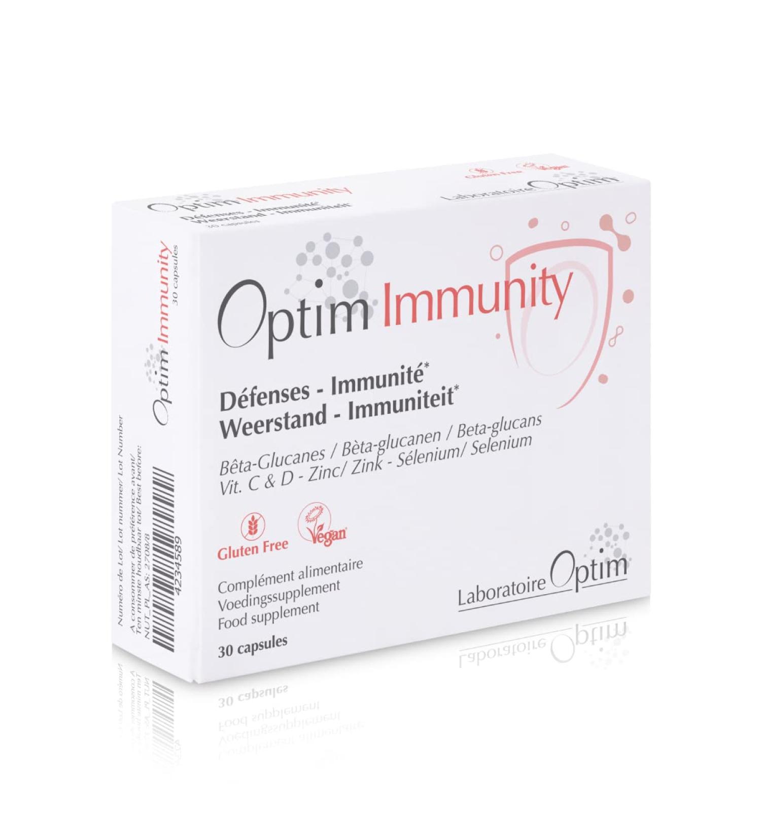Optim Immunity Booster for Children and Adults - Zinc Multivitamin Vitamin C Vitamin D Selenium & Beta Glucan - Strengthens Immune Defenses - 30 Capsules - Buy Online on GoSupps.com