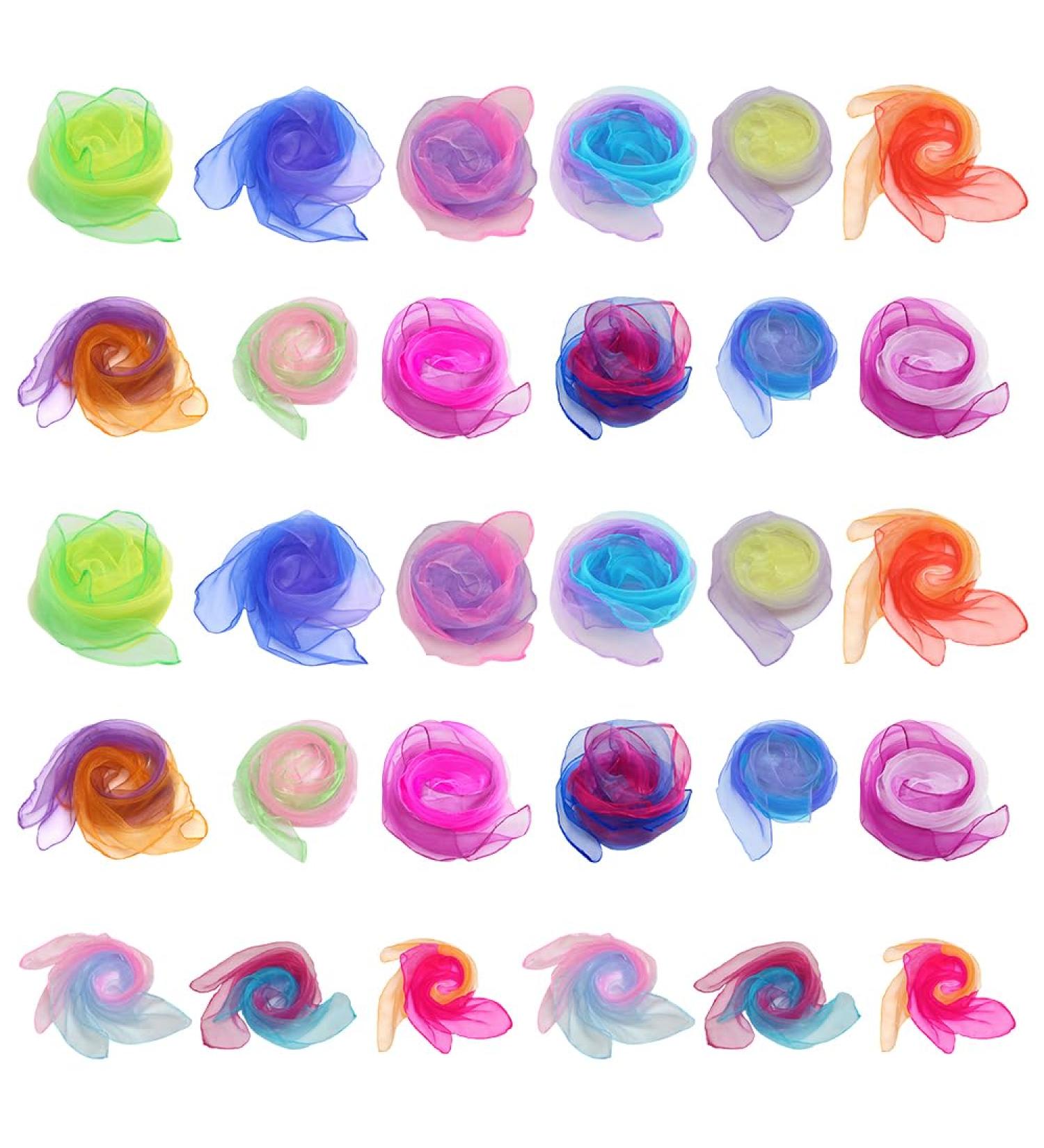 Buy 30-Piece CJBin Colorful Square Chiffon Towels for Babies - 60x60cm Dance & Kindergarten Sensors - Buy Online on GoSupps.com