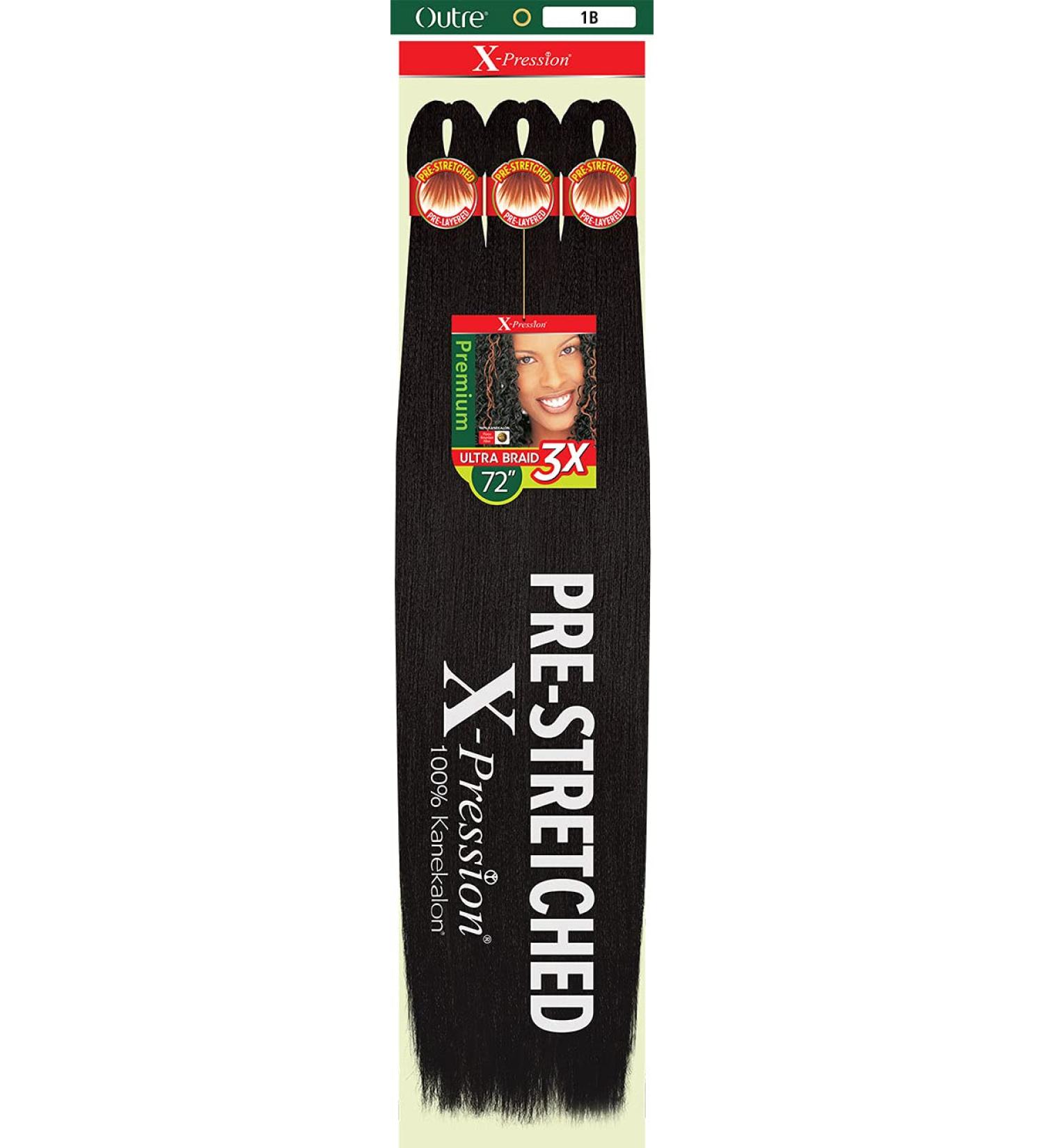 Outre Braids X-Pression Braid Premium Pre Stretched 72In 3X (5-PACK 1B) 5-PACK 1B