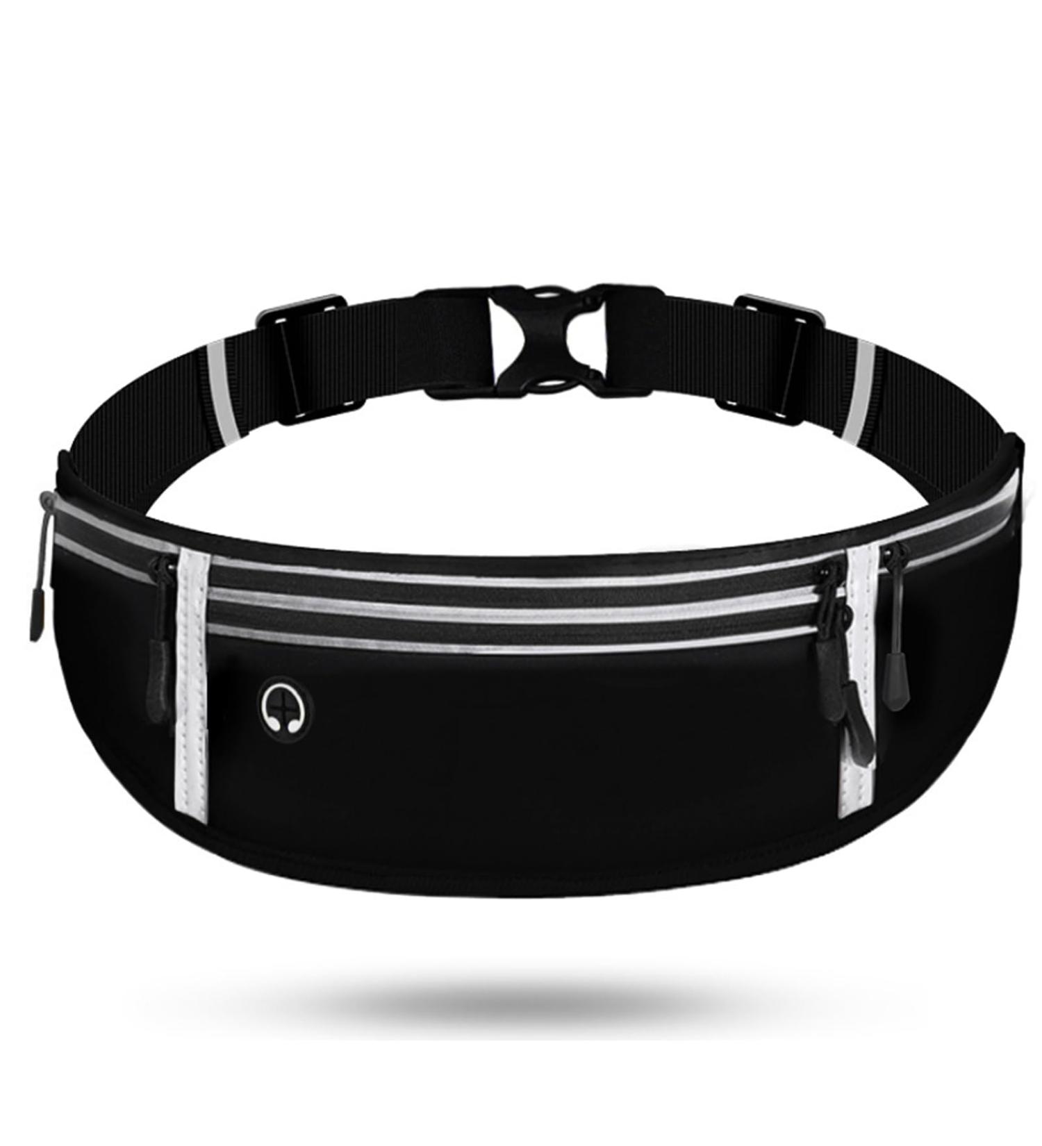 Ronoza Passel Waterproof Sports Belly Pocket for Cell Phones Adjustable with Headphone Connection Night Reflex Band Ideal for Jogging Fitness Hiking & Cycling (Black) - Buy Online on GoSupps.com
