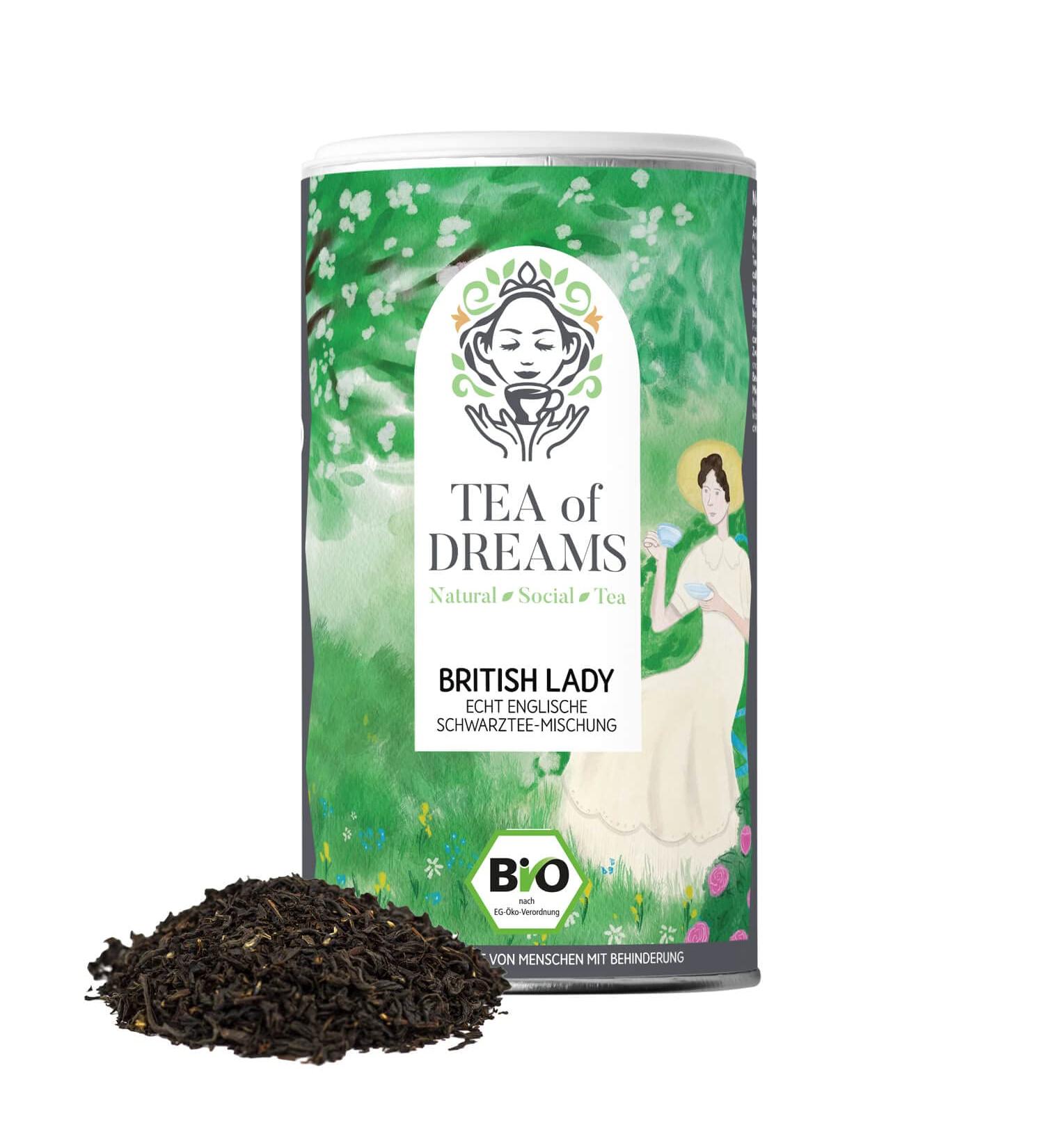  Tea of Dreams Organic Black Tea | "British Lady" | Typical English Black Tea Blend | Loose Leaf Tea | 120g - Buy Online on GoSupps.com