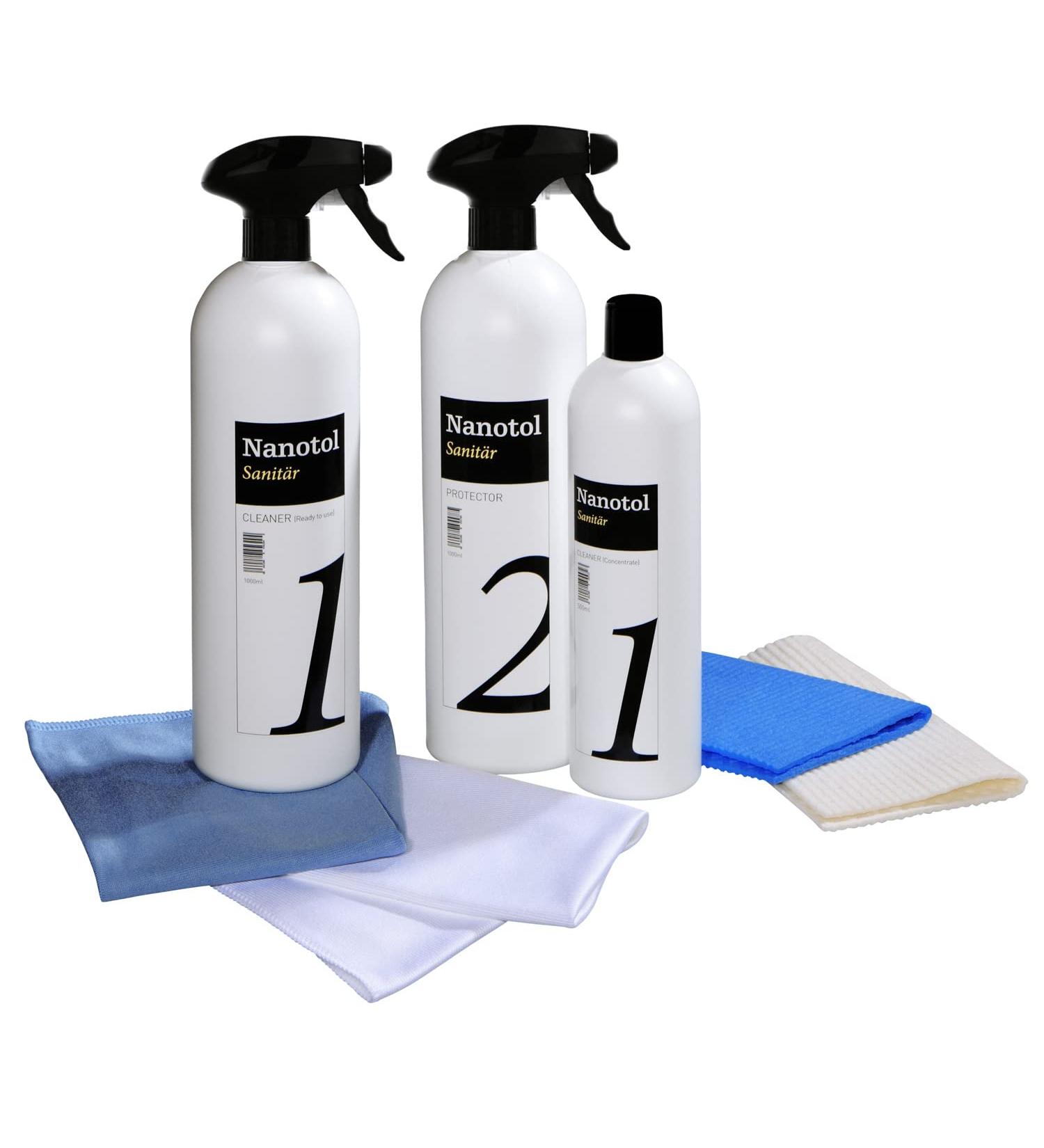 Professional Bathroom Sealing Set - Nano Sealing & Cleaner for Lime Protection - Lotus Effect XL Size (160m ) - Microfiber Cloth Included - Buy Online on GoSupps.com