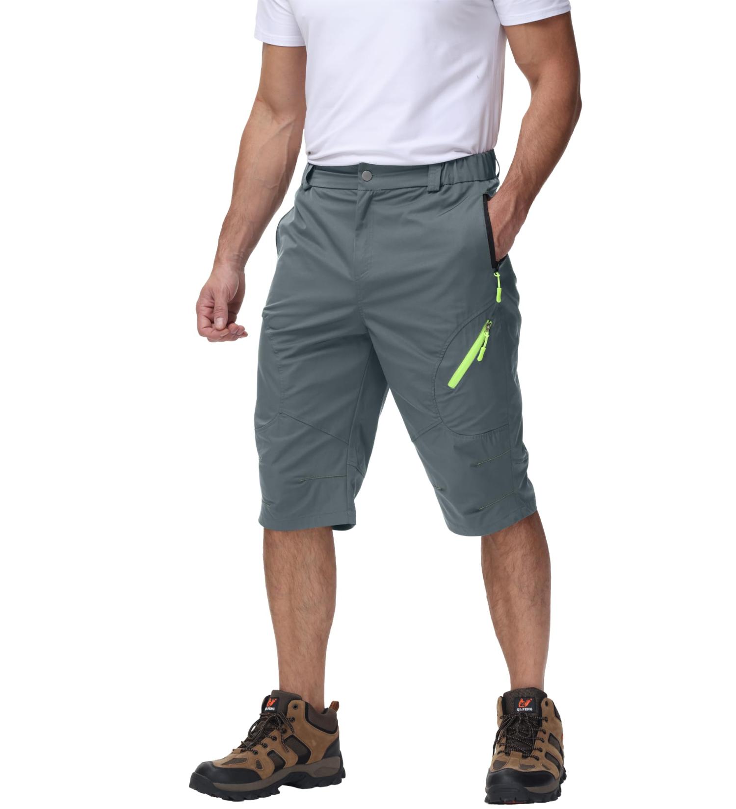 Yaobaole Men's 3/4 Hiking Pants - Short Cargo Outdoor Shorts with 4 Zip Pockets - Universal Fit - Dark Gray - Buy Online on GoSupps.com