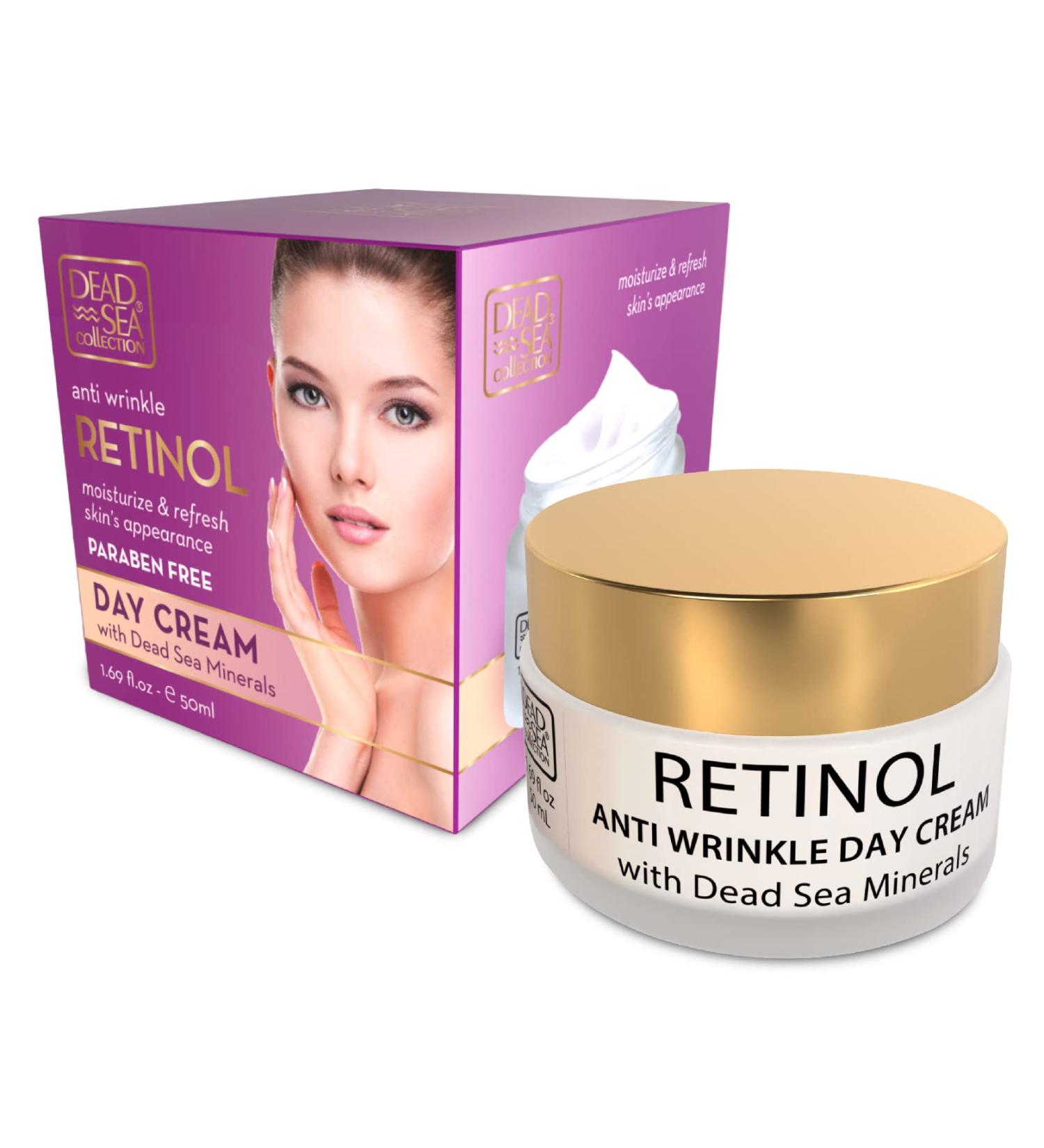Dead Sea Collection Anti-Wrinkle Day Cream with Retinol & Sea Minerals Nourishing Anti-Aging Moisturizer (1.69 fl.oz) - Buy Online on GoSupps.com