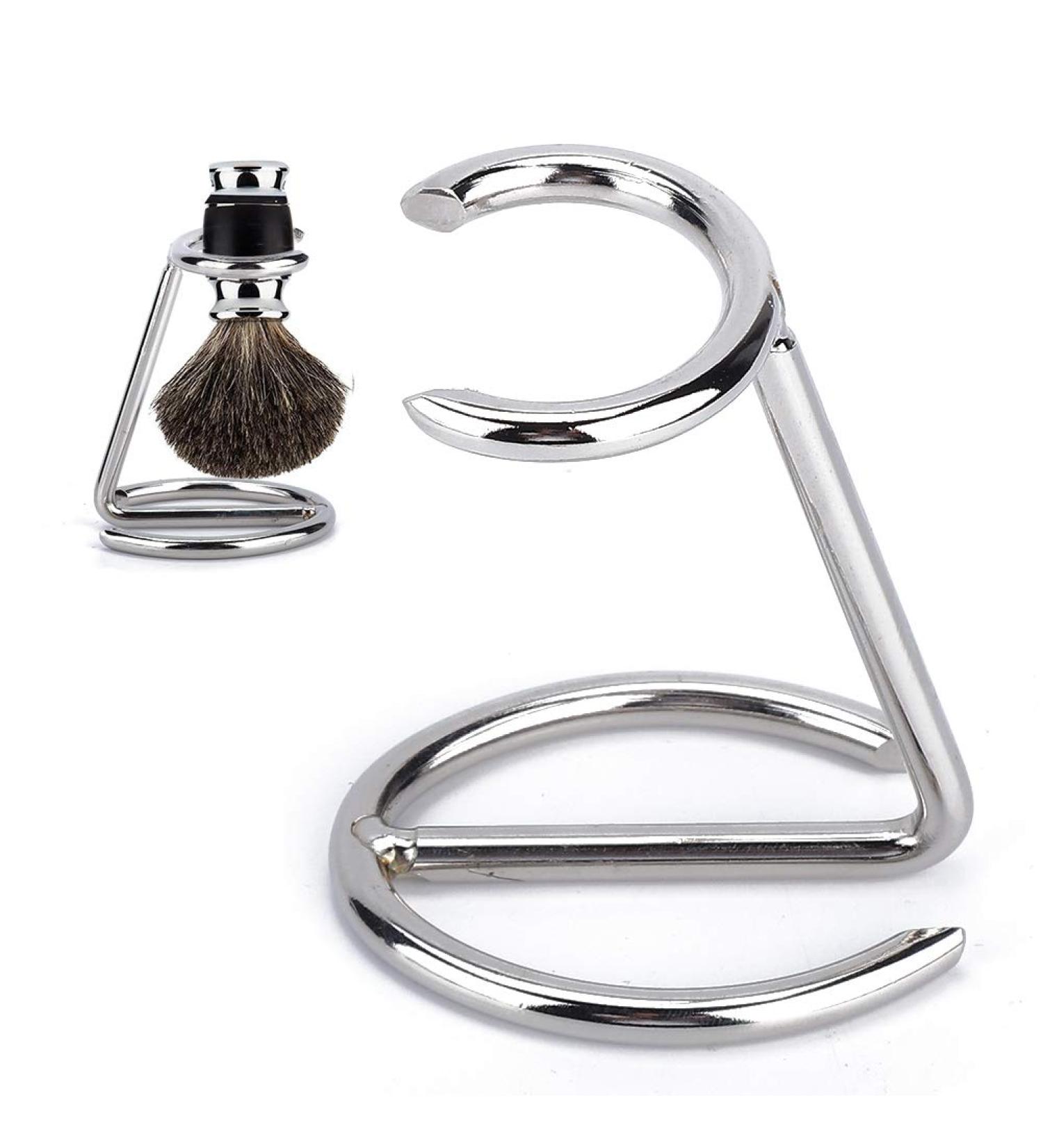 Premium Stainless Steel Shaving Brush Holder & Hanger | Travel-Friendly Razor Tool Organizer for Men - Buy Online on GoSupps.com
