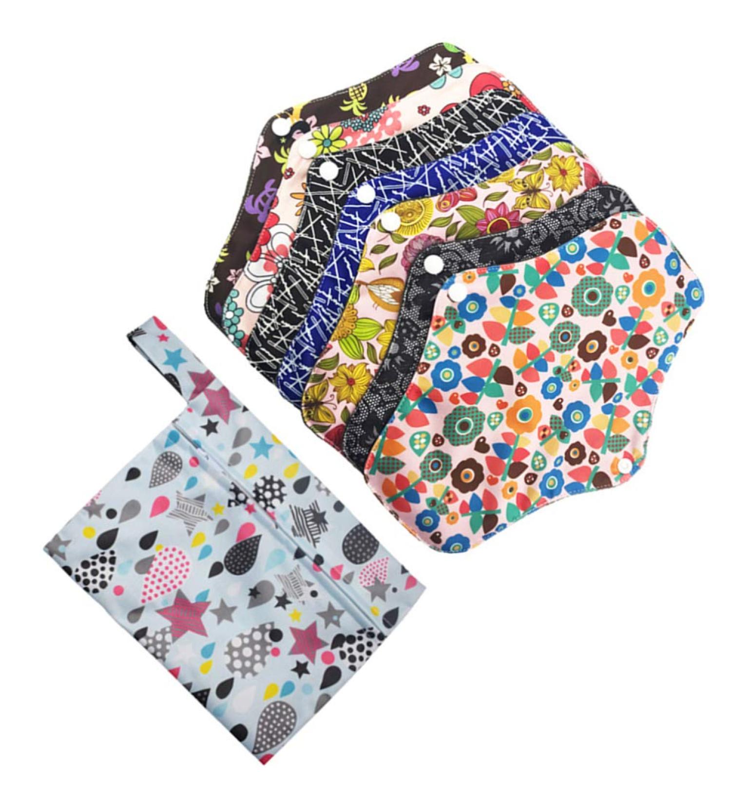 Reusable Cloth Menstrual Pads - 8 Pack Washable Towel Nursing Pads for Women and Girls - Buy Online on GoSupps.com