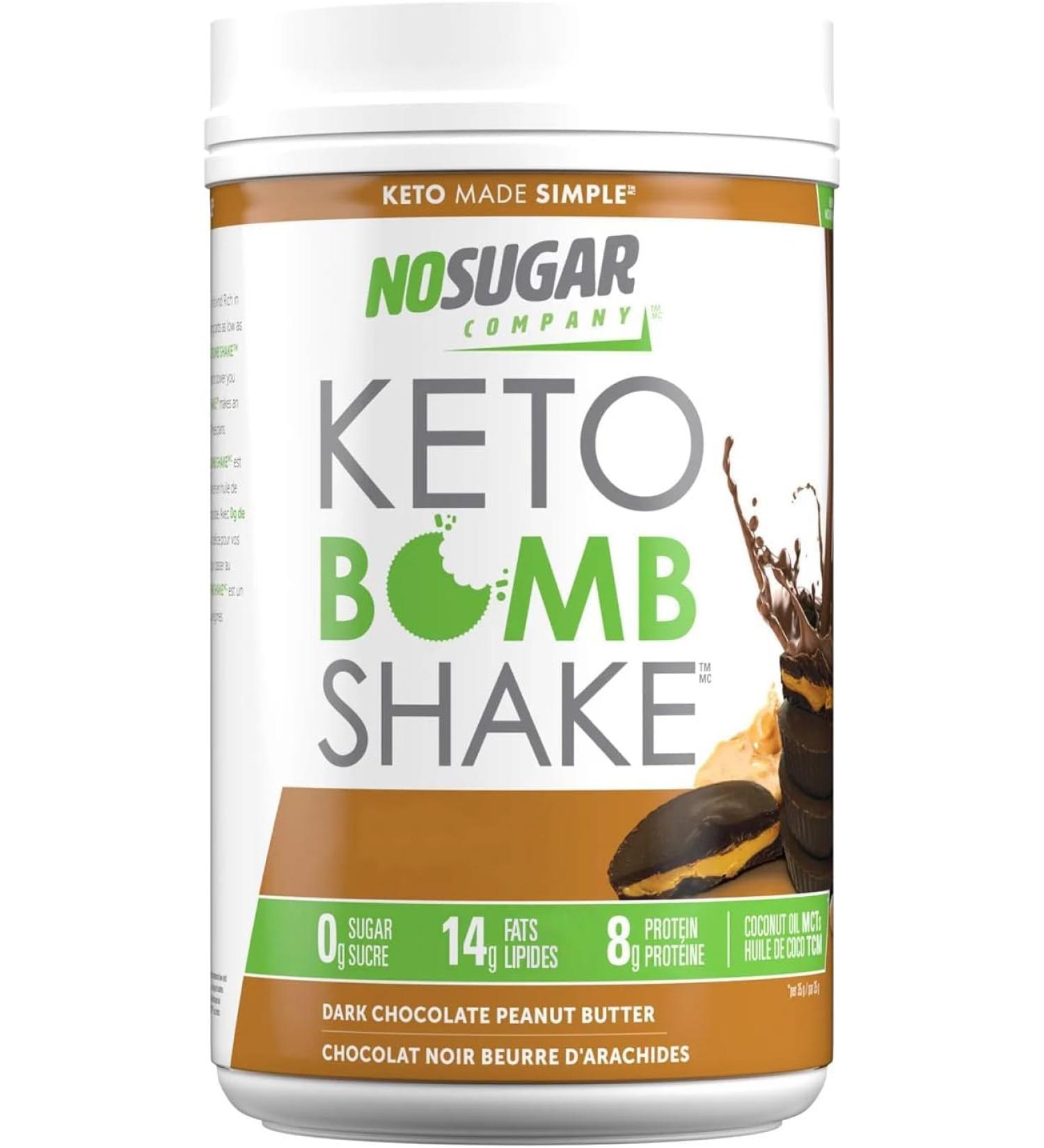 No Sugar Company Keto Protein Shake Peanut Butter Chocolate Low Carb Rich and Decadent Zero Sugar Curbs Appetite Helps Achieve Weight Goals Rich in MCT non-GMO All Natural (Pack of 1 (600g)) 600 g (Pack of 1) - Buy Online on GoSupps.com