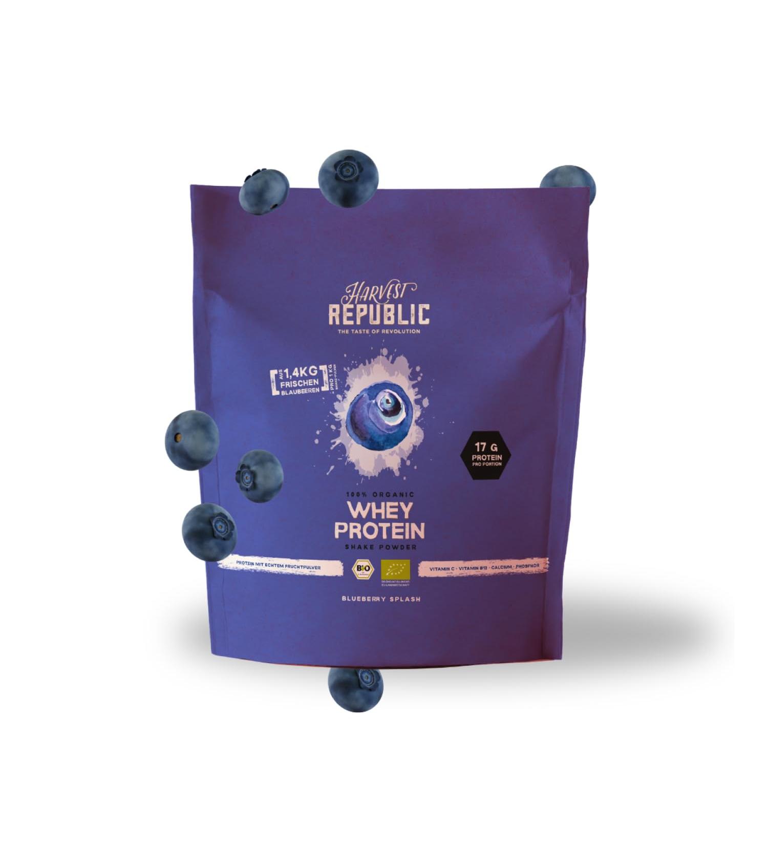  Harvest Republic HARVEST REPUBLIC Organic Wild Blueberry Whey Protein Powder with 100% Real Fruit Powder | 750g - Buy Online on GoSupps.com