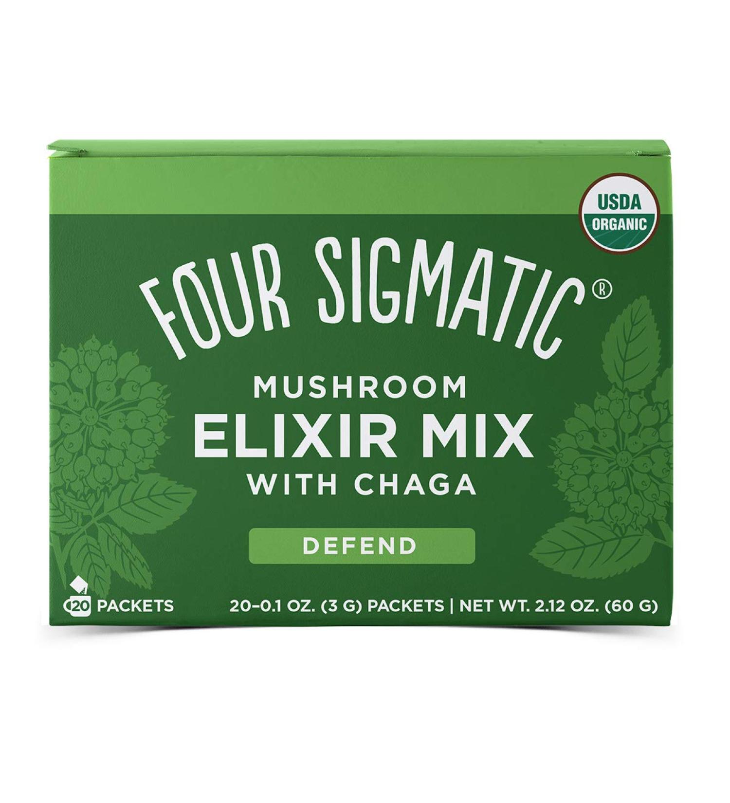 Four Sigmatic Chaga Mushroom Elixir Mix - 20 Packets (0.1 oz Each) | Superfood Drink - Buy Online on GoSupps.com