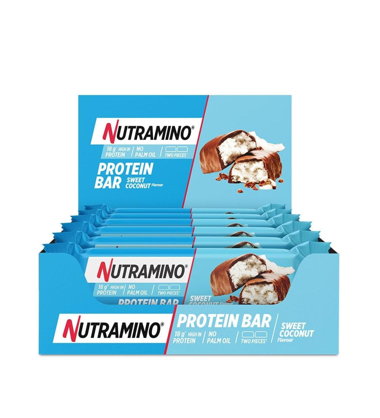 Nutramino | Protein Bar Box (12x55g) | Protein Bars | Box of 12 Protein Bars - Coconut - Buy Online on GoSupps.com