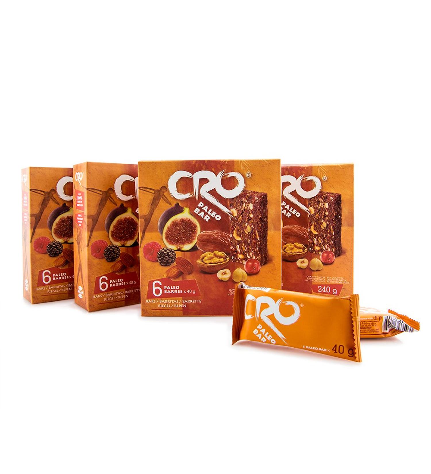 CRO PALEO BAR | SPECIAL PACK 4 boxes | 24 paleo bars x 40 g | Energy (fatigue) Weight (appetite suppressant slimming) - Buy Online on GoSupps.com