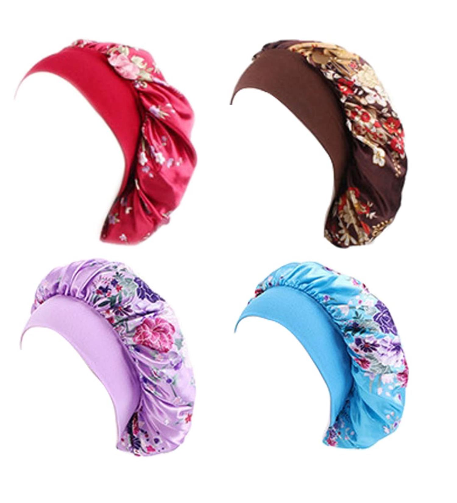 HRUIFENG Women Nightcap Set-A - 4-Piece Silk Hair Cap 11.8in - Buy Online on GoSupps.com
