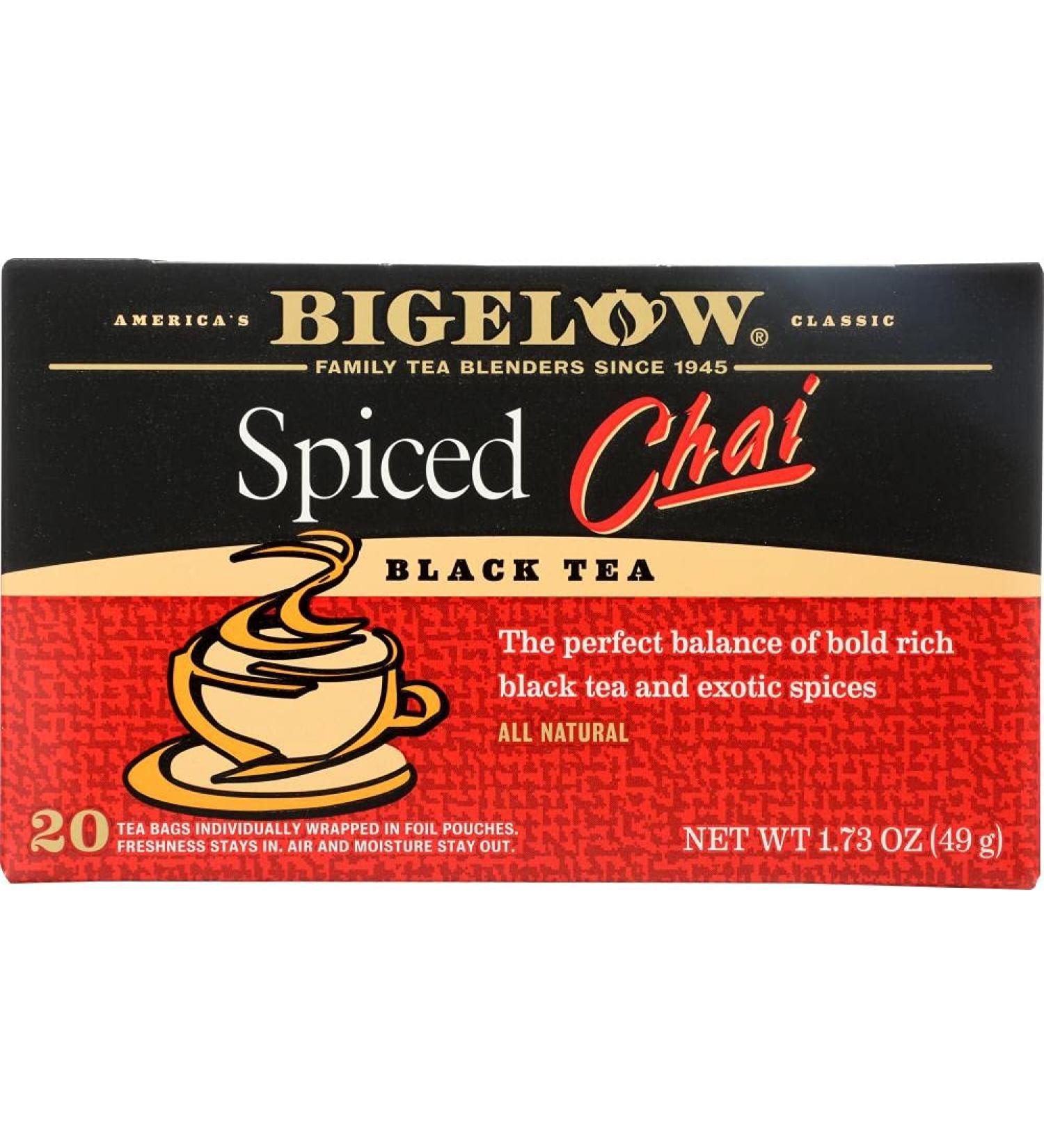 Bigelow, Spiced Chai Tea (Caffeinated), 20 Count 20 Count (Pack of 1)