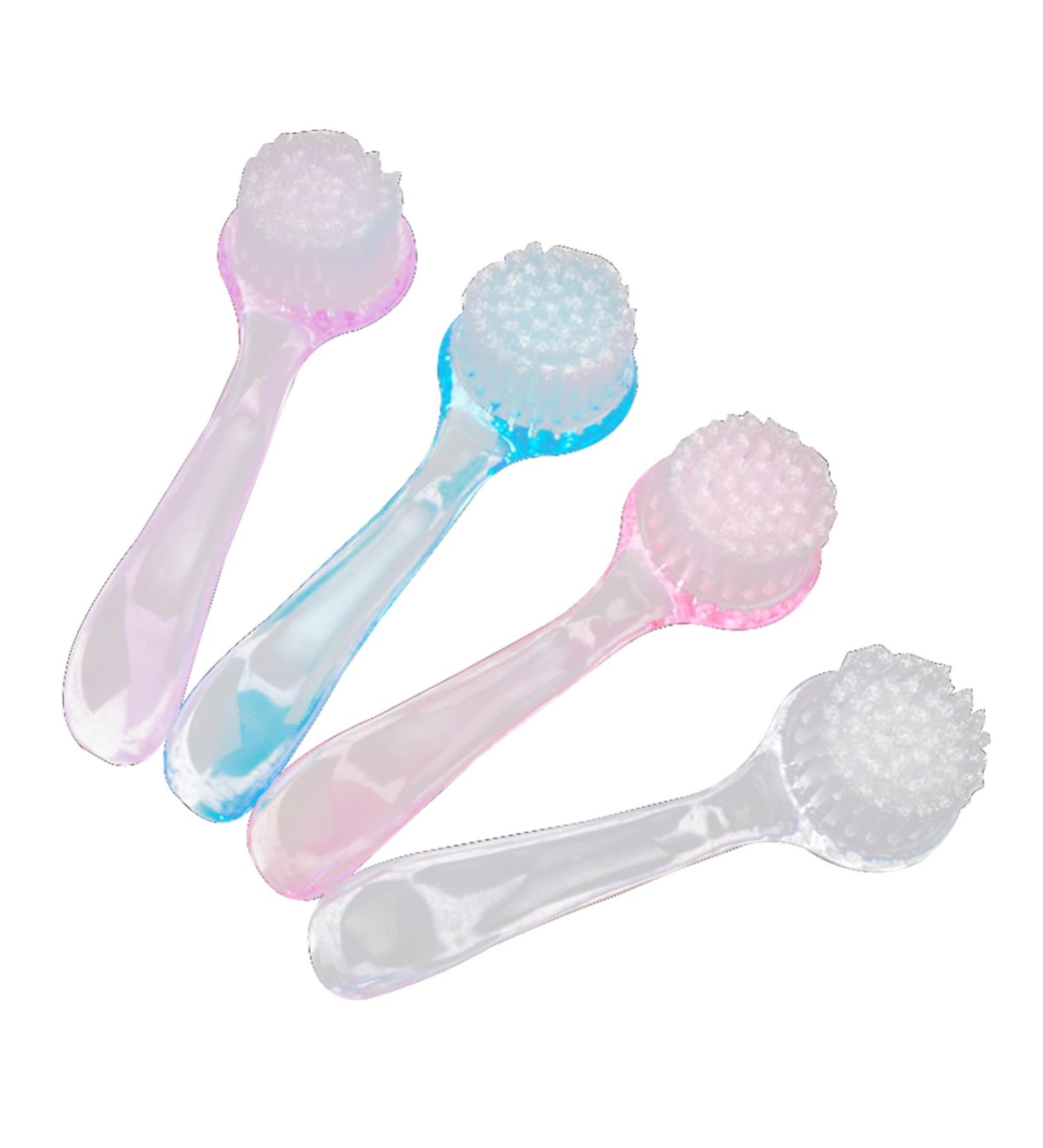 Healifty 4 Pcs Facial Cleansing Brush Set - Soft Hair Manual Horn Brush with Long Handle for Gentle Massage (Random Color) - Perfect for All Skin Types - Buy Online on GoSupps.com