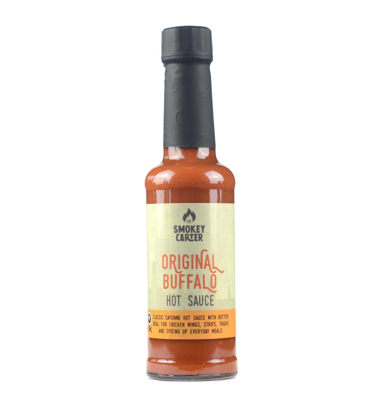 Original Buffalo Hot Sauce | The Smokey Carter | Made with aged cayenne pepper and real butter | Hot Sauce for chicken wings - Buy Online on GoSupps.com