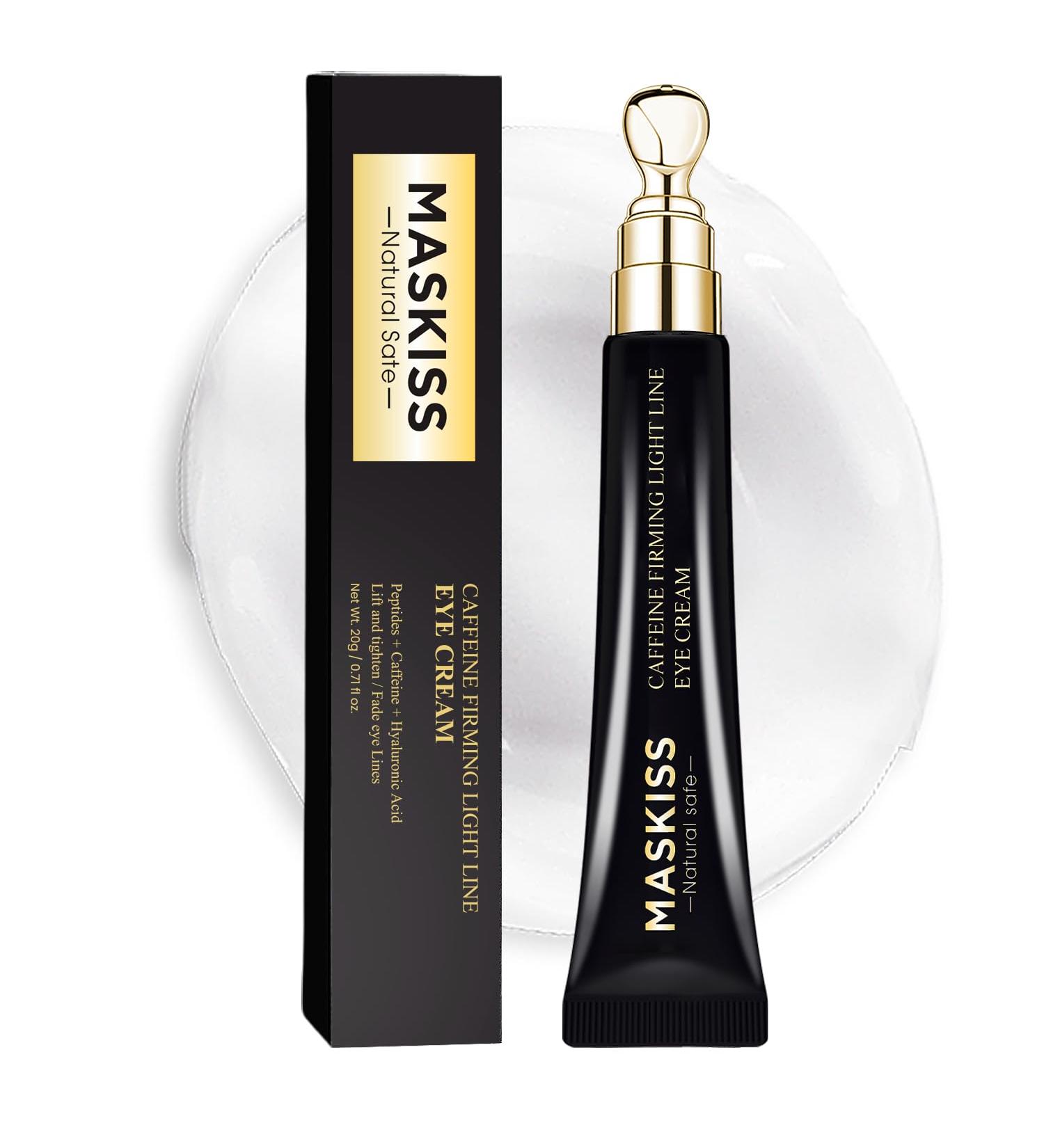 Maskiss Eye Cream for Wrinkles and Dark Circles Peptides + Caffeine Formula to Reduce Puffiness Fine Lines and Under Eye Bags - Buy Online on GoSupps.com