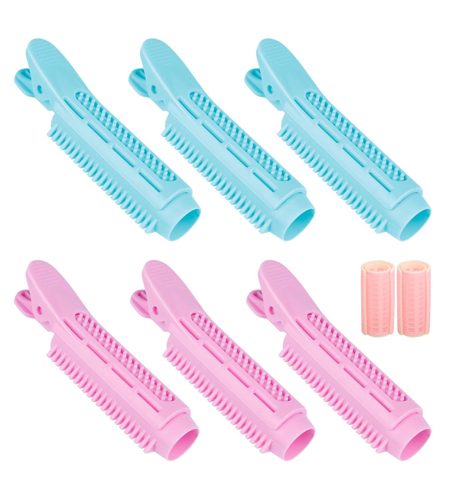 6pcs Volumizing Hair Root Clips with Roller Tools - Pink & Blue | Magicalmai Instant Hair Volume Clip for Women Girls - Thin Curly Hair Styling - Buy Online on GoSupps.com