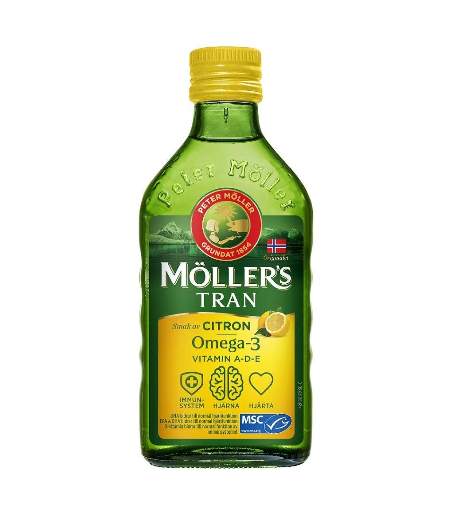 M llers Tran Cod Liver Oil 250 ml/ 8.45 fl oz | Citron Flavor | Omega-3 | Fish Liver Oil - Buy Online on GoSupps.com