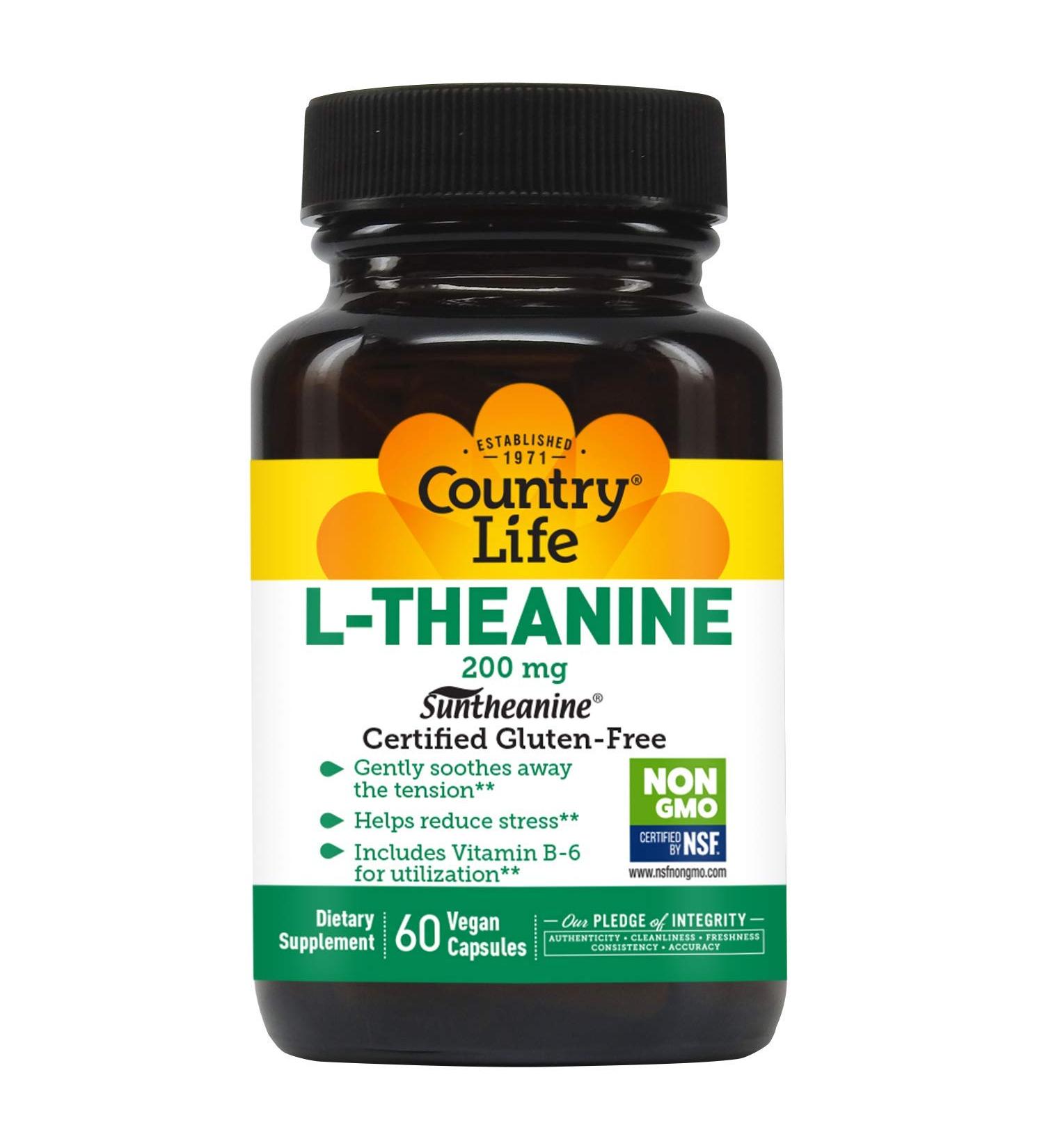 Country Life L-Theanine 200mg 60-Count (1 Pack) - Natural Stress Relief & Relaxation - Buy Online on GoSupps.com