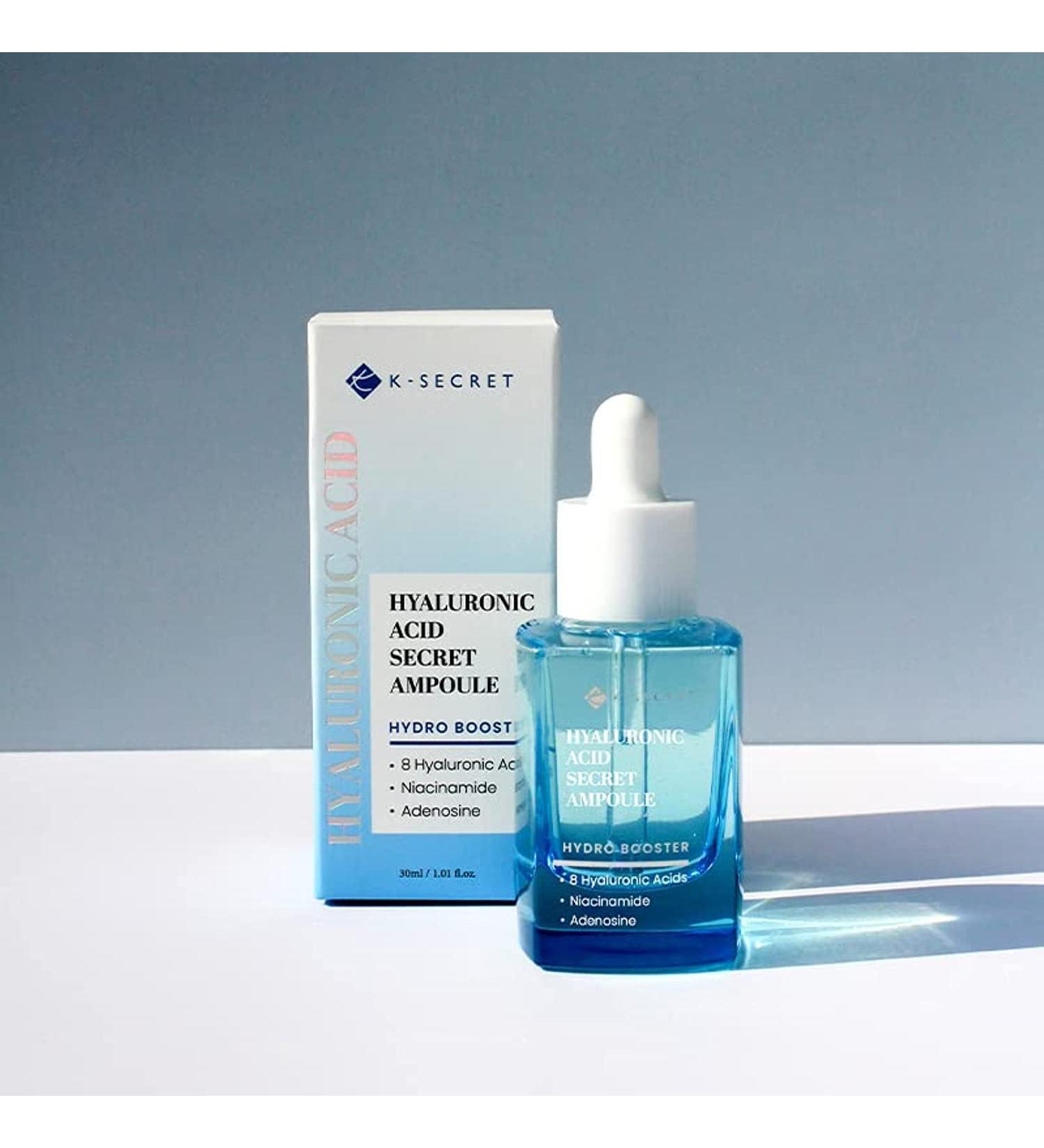 KSECRET Hyaluronic Acid Ampoule | Korean Skincare | 8 Types Hyaluronic Acid & Niacinamide for All Skin Types | 30ml Hydration from Sea Water - Buy Online on GoSupps.com