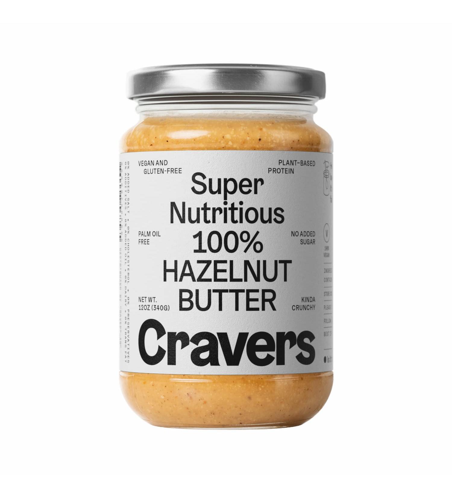 Cravers 100% Hazelnut Butter - Vegan, Gluten-Free, Keto-Friendly, No Palm Oil, Non-GMO, Sugar Free Spread - 12oz Jar - Buy Online on GoSupps.com